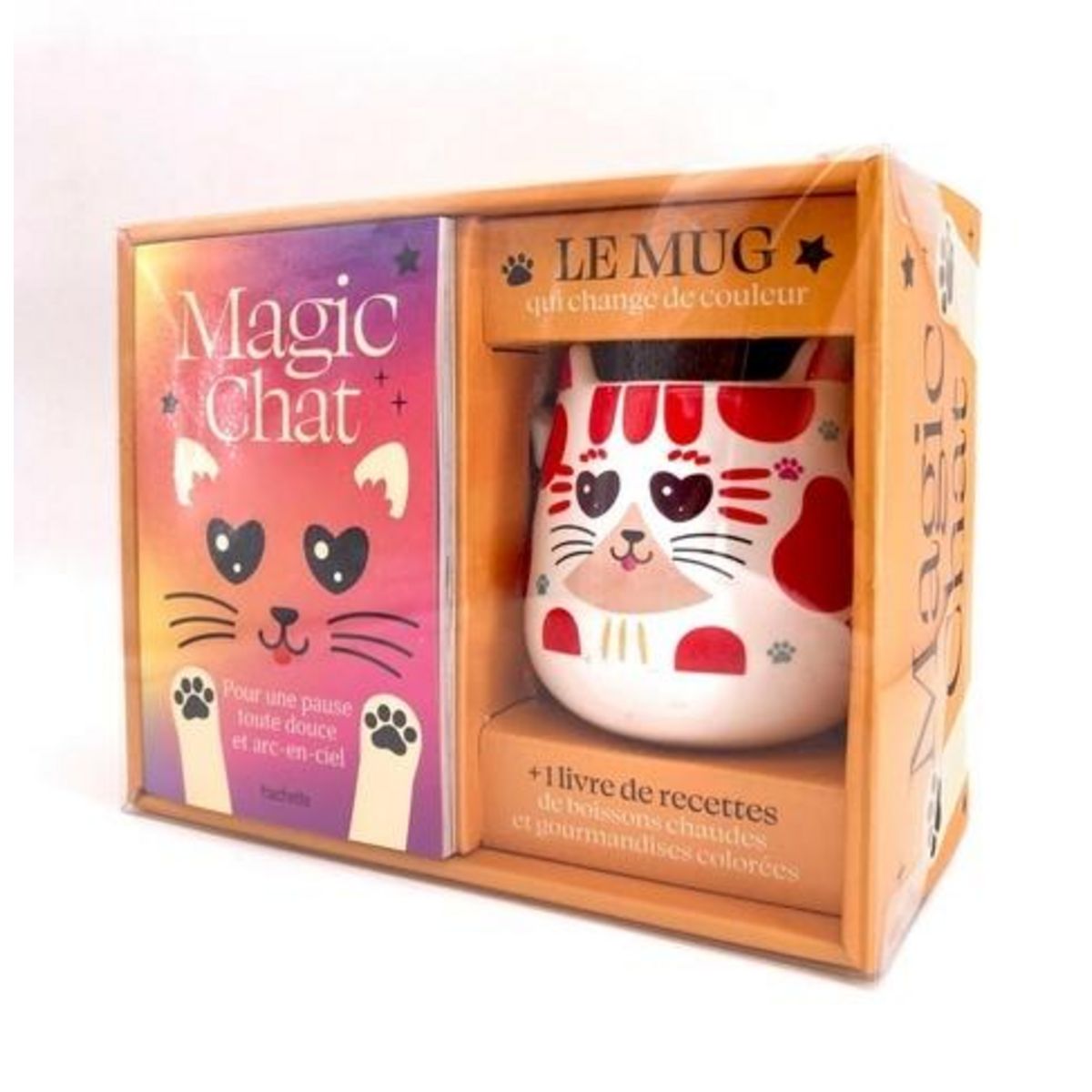 MAGIC CHAT. COFFRET AVEC 1 MUG QUI CHANGE DE COULEUR + 1 LIVRE DE RECETTES, Hachette