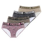 FREEGUN Lot de 4 culottes femme Leopard. Coloris disponibles : Beige