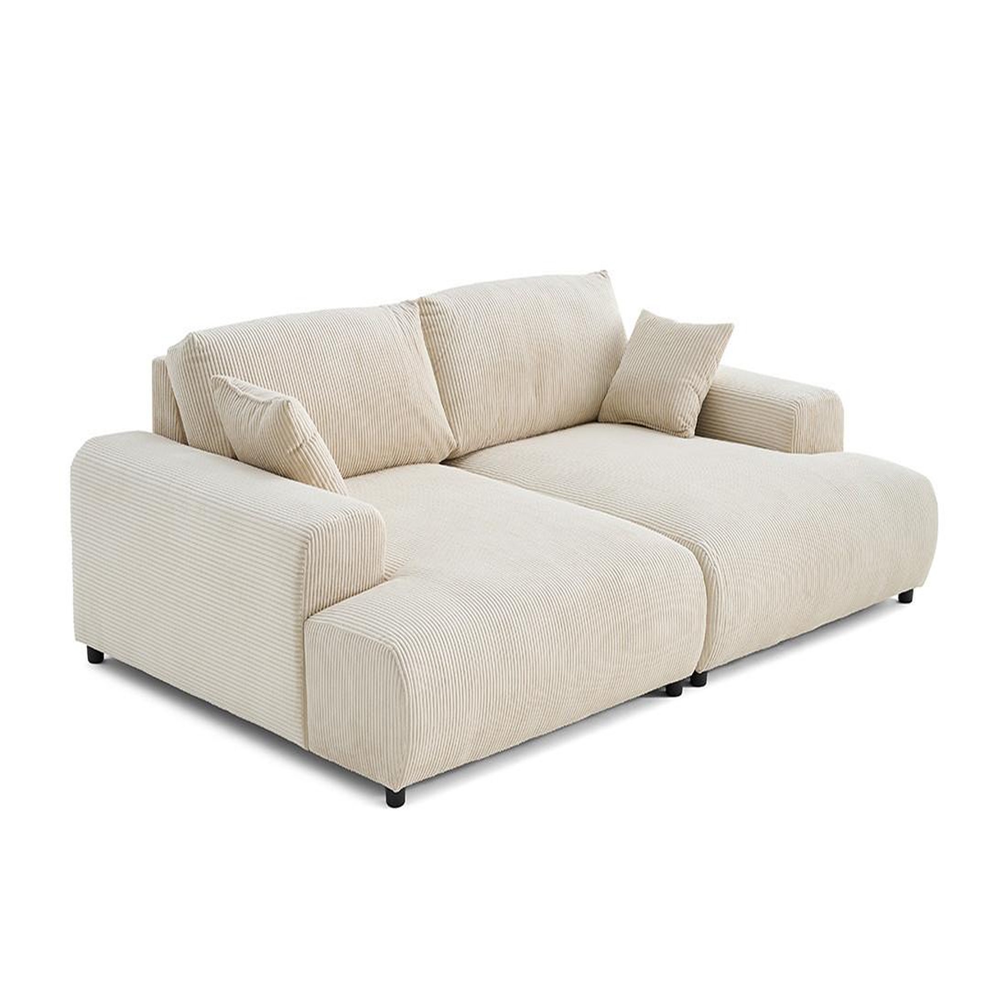 Voir la diapositive 3 : LISA DESIGN Garance - canapé droit 4 places double méridienne - assise profonde - en velours côtelé