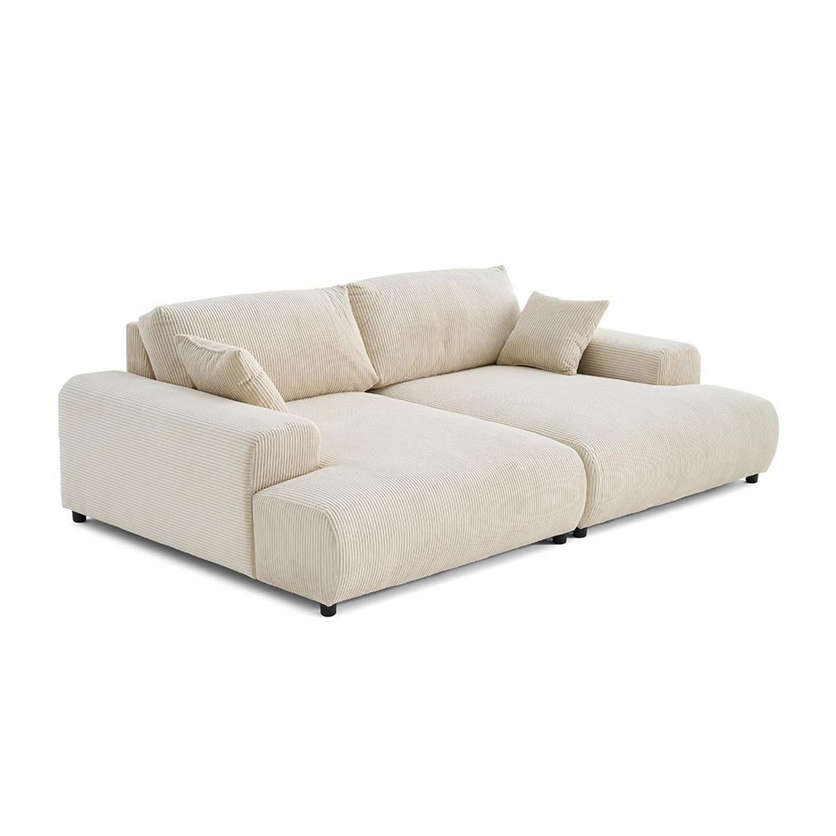 LISA DESIGN Garance - canapé droit 4 places double méridienne - assise profonde - en velours côtelé