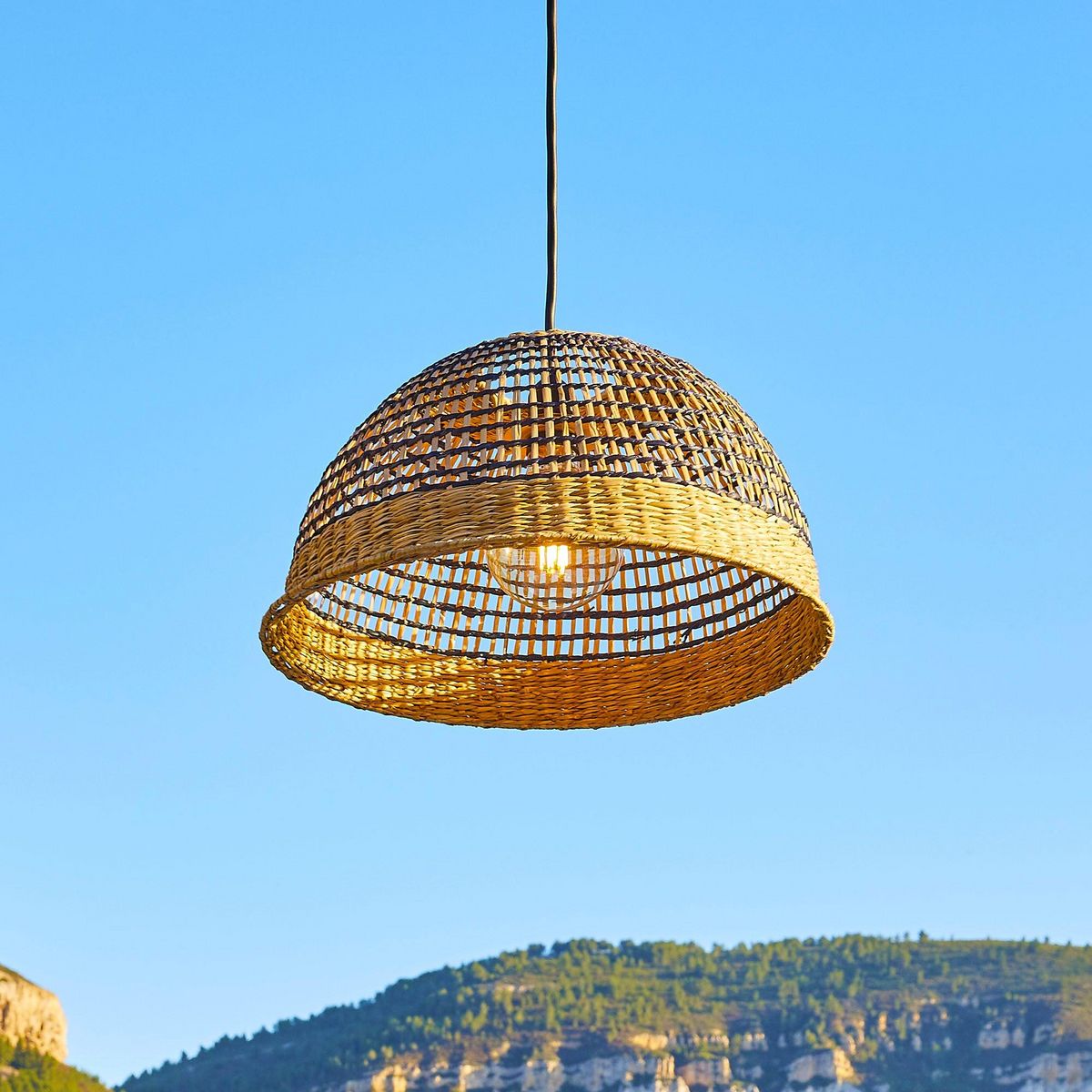 Lumisky Abat jour int/ext CESARE Beige Fibre naturelle D38CM