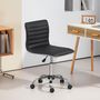 Voir la diapositive 2 : HOMCOM Chaise de bureau design style Chesterfield acier chromé revêtement synthétique noir
