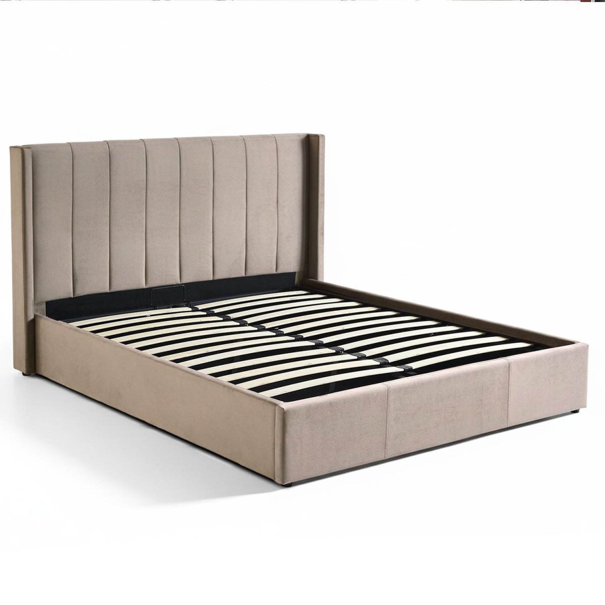 Voir la diapositive 2 : Paris Prix Pack lit coffre en velours & matelas  maggie & goodream  180x200cm taupe