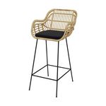 Rendez vous déco Chaise de bar en rotin naturel et pieds en métal noir 71 cm - Chiloe. Coloris disponibles : Noir