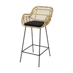 Rendez vous déco Chaise de bar en rotin naturel et pieds en métal noir 71 cm - Chiloe. Coloris disponibles : Beige