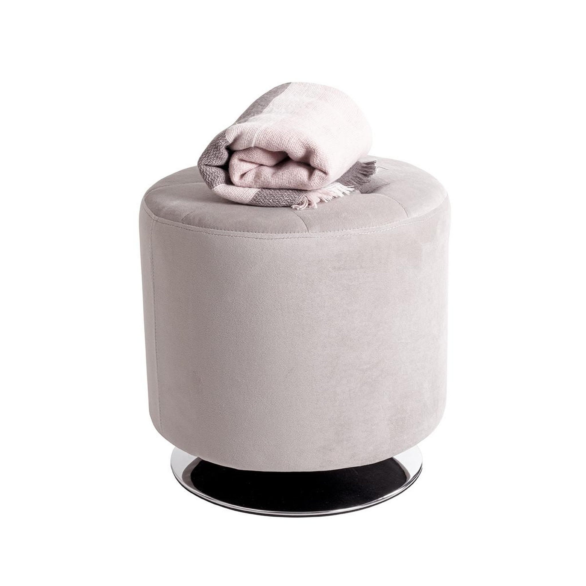 Voir la diapositive 2 : Paris Prix Pouf capitonné rond  beto  44cm gris