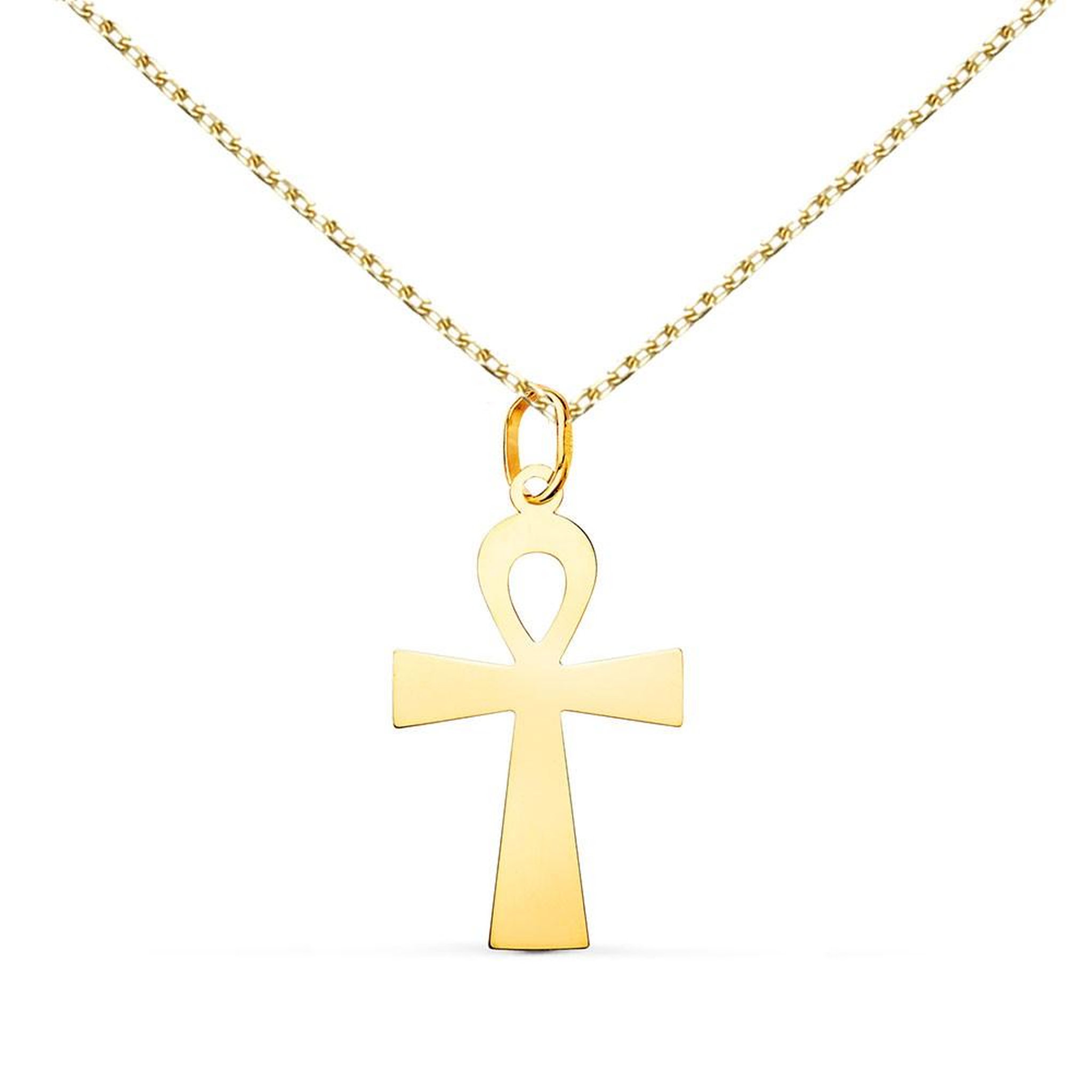 L'ATELIER D'AZUR Collier - Médaille Croix de la Vie Or 18 Carats 750/000 Jaune - Chaine Dorée