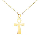 L'ATELIER D'AZUR Collier - Médaille Croix de la Vie Or 18 Carats 750/000 Jaune - Chaine Dorée
