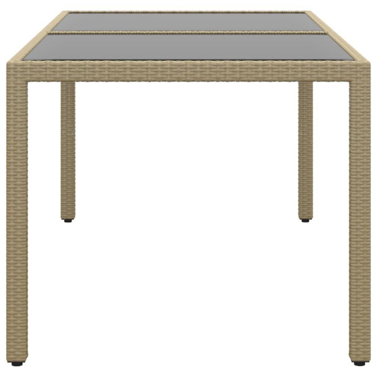 VIDAXL Table de jardin 150x90x75 cm Verre trempe/resine tressee Beige