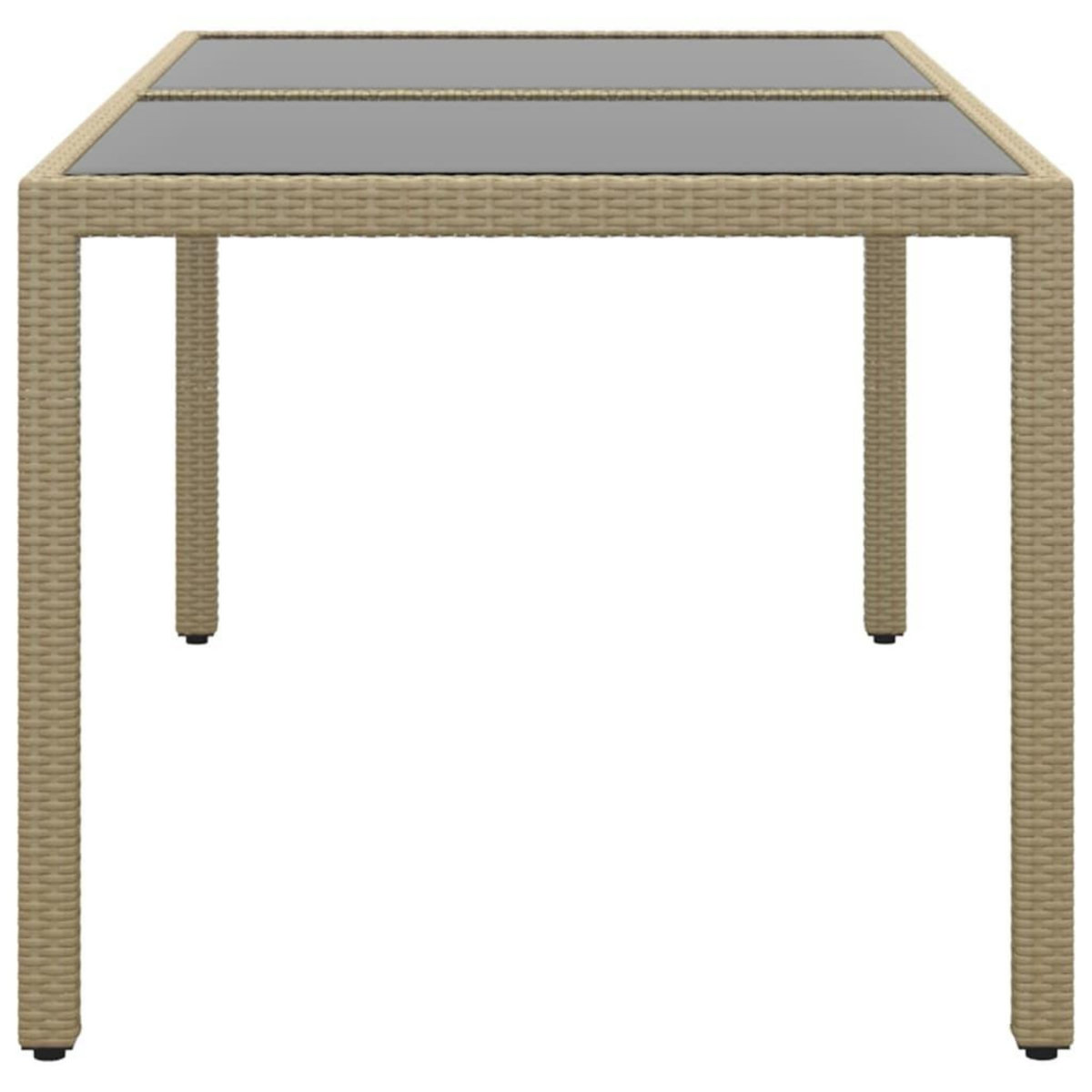 VIDAXL Table de jardin 150x90x75 cm Verre trempe/resine tressee Beige
