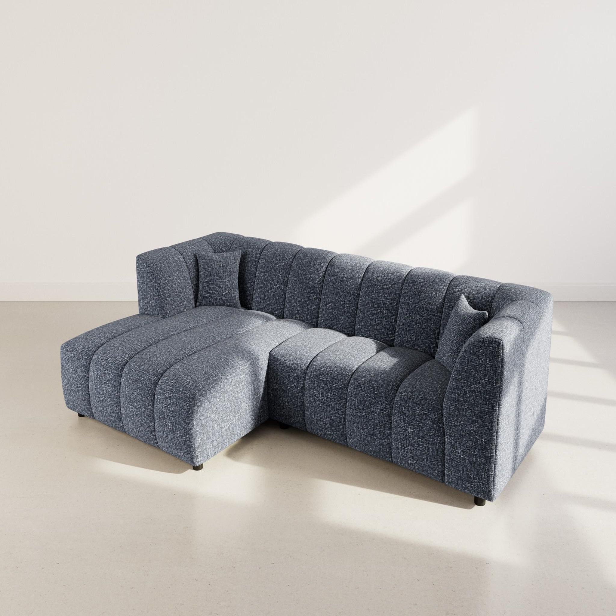 Voir la diapositive 3 : LISA DESIGN Curtis - canapé d'angle gauche 4 places avec accoudoir en tissu texturé