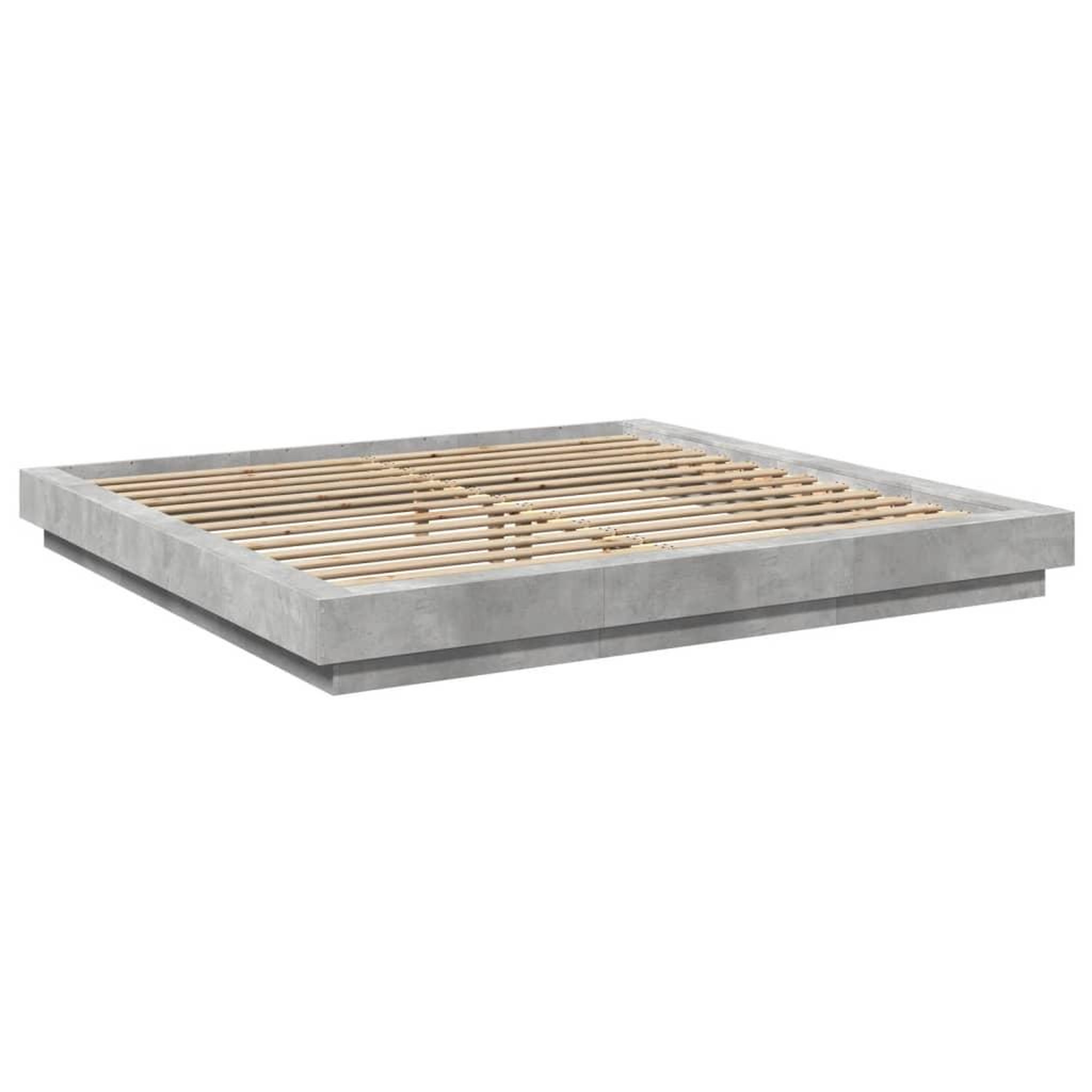 Voir la diapositive 3 : VIDAXL Cadre de lit et lumieres LED sans matelas gris beton 180x200 cm