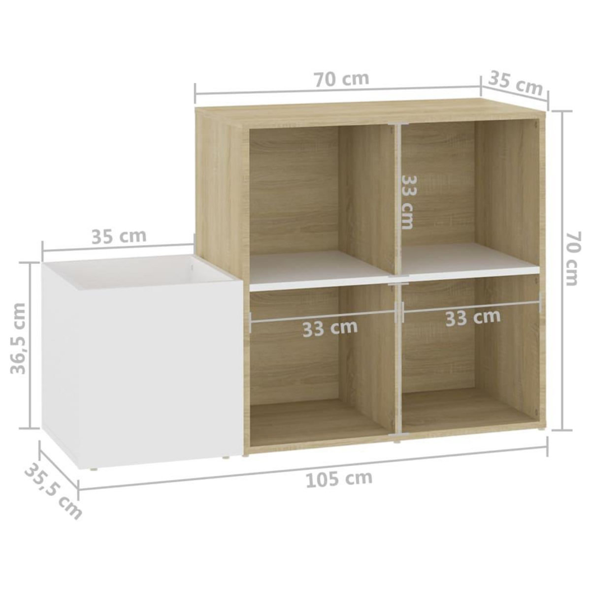 VIDAXL Armoire a chaussures entree blanc chene sonoma bois ingenierie