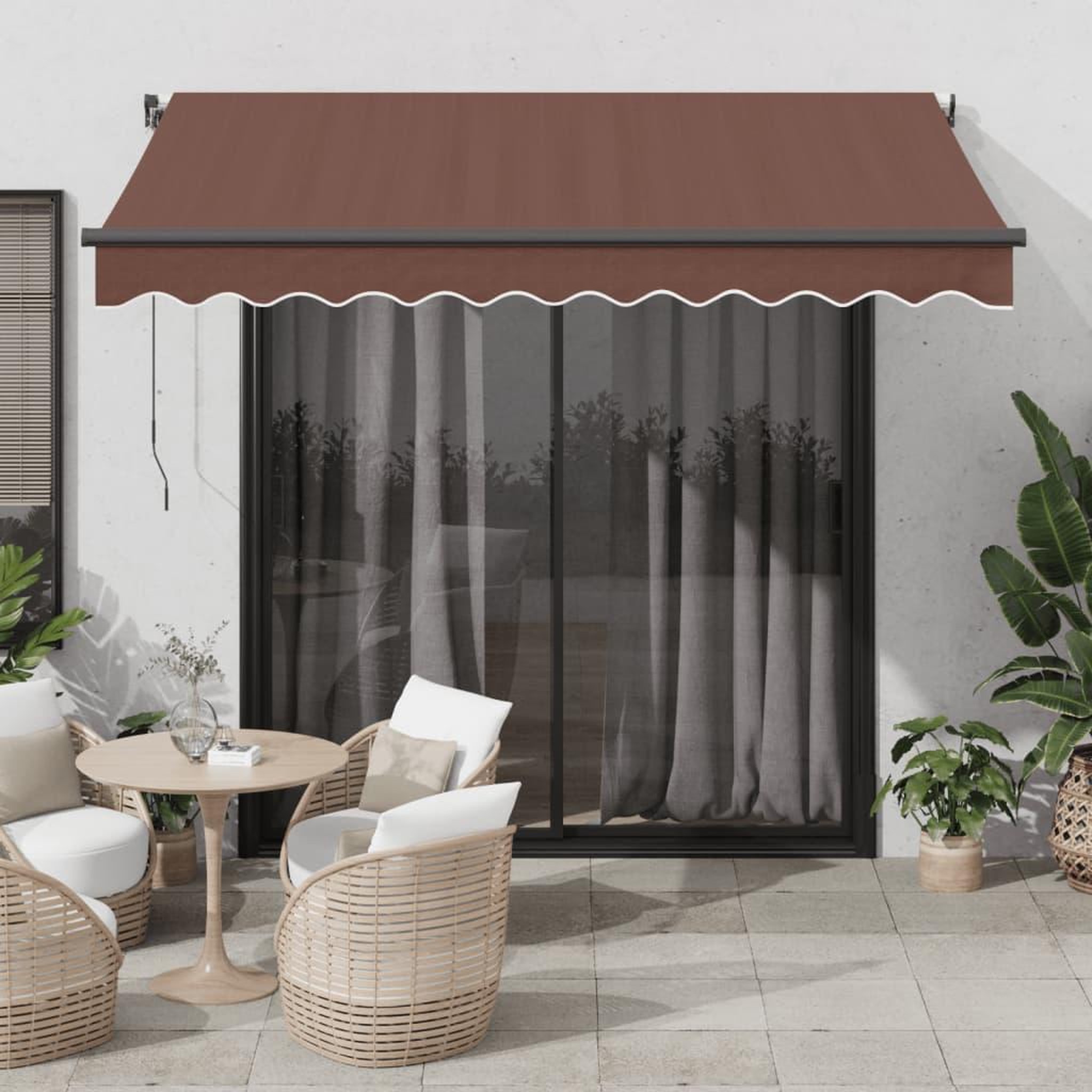 VIDAXL Auvent retractable automatique avec LED marron 300x250 cm