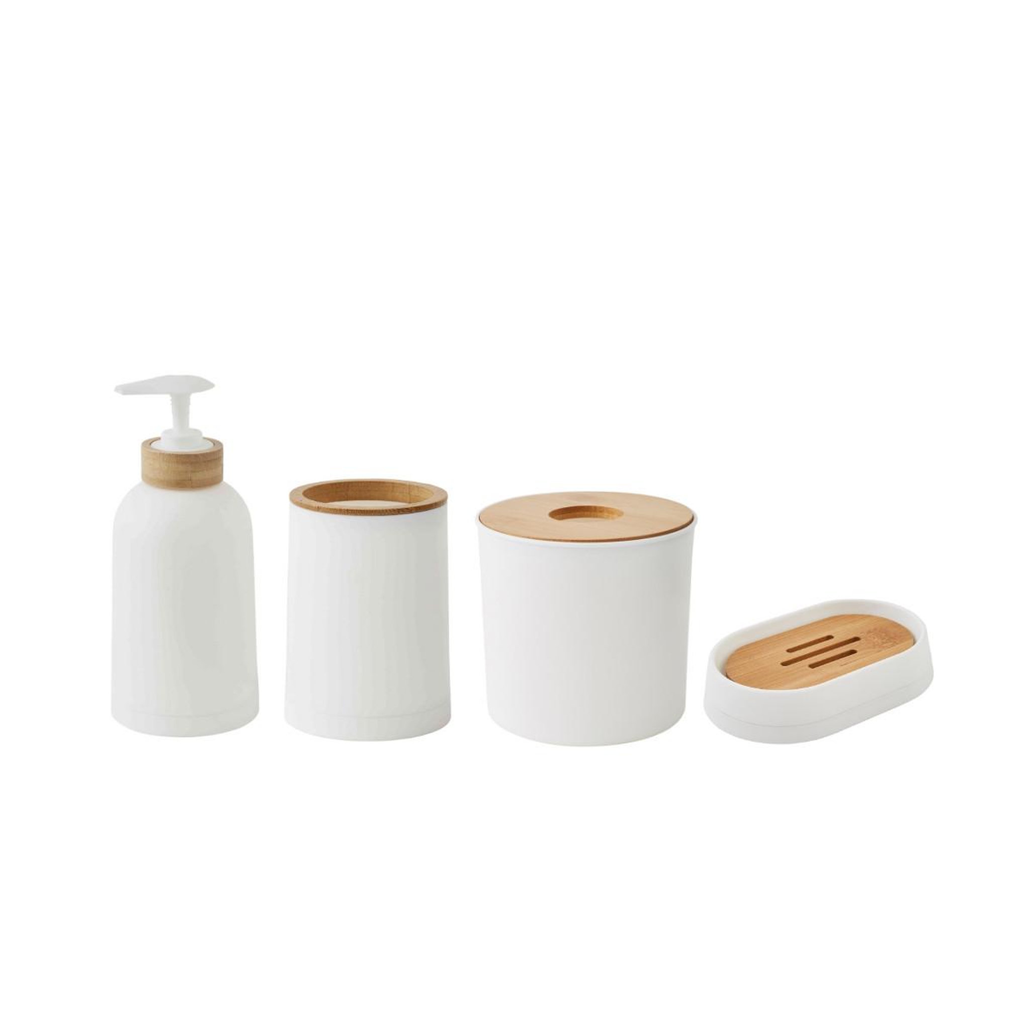 Voir la diapositive 3 : GUY LEVASSEUR Set salle de bain uni 4 pièces bambou
