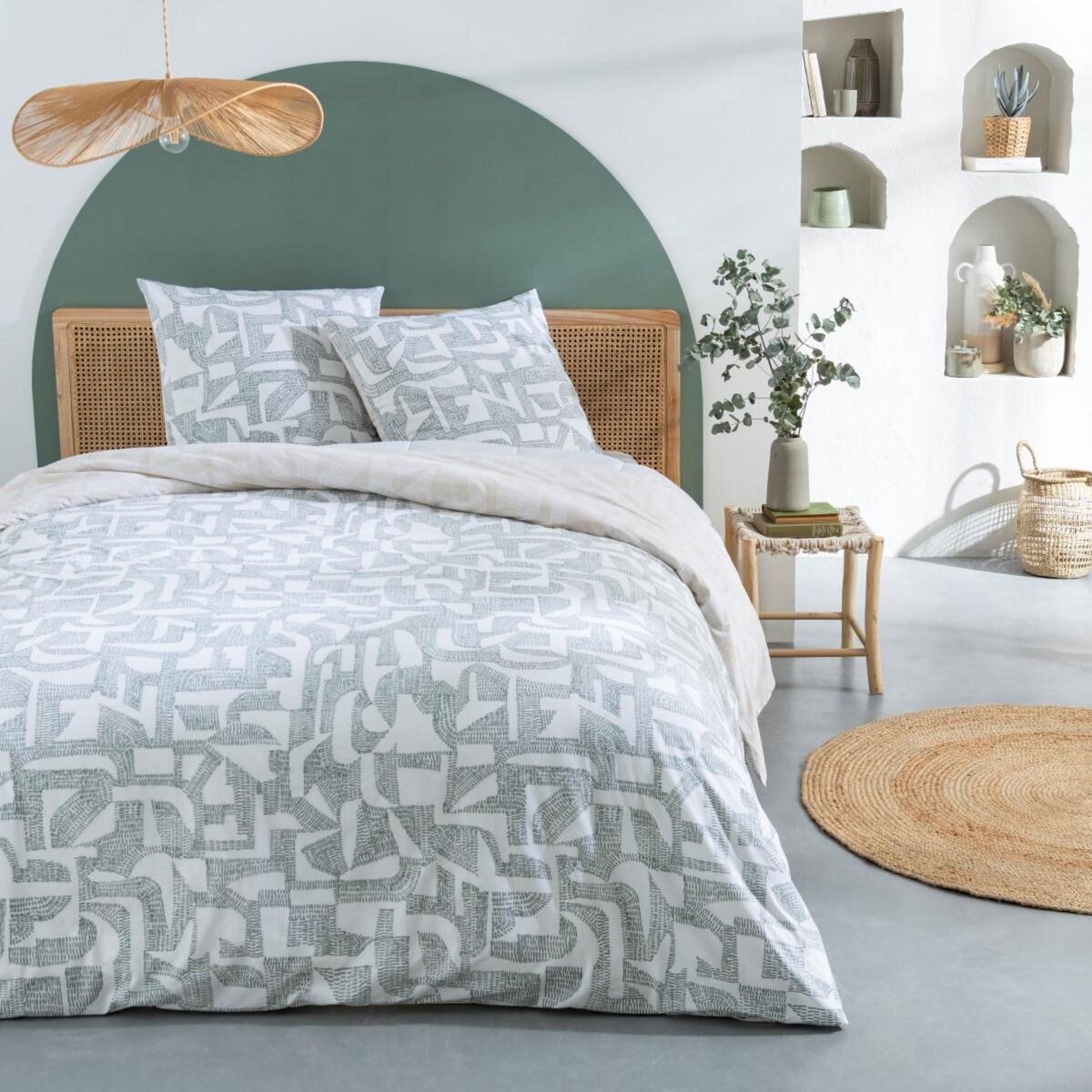 FUTURE HOME Parure de lit 2 personnes géométrique abstrait réversible