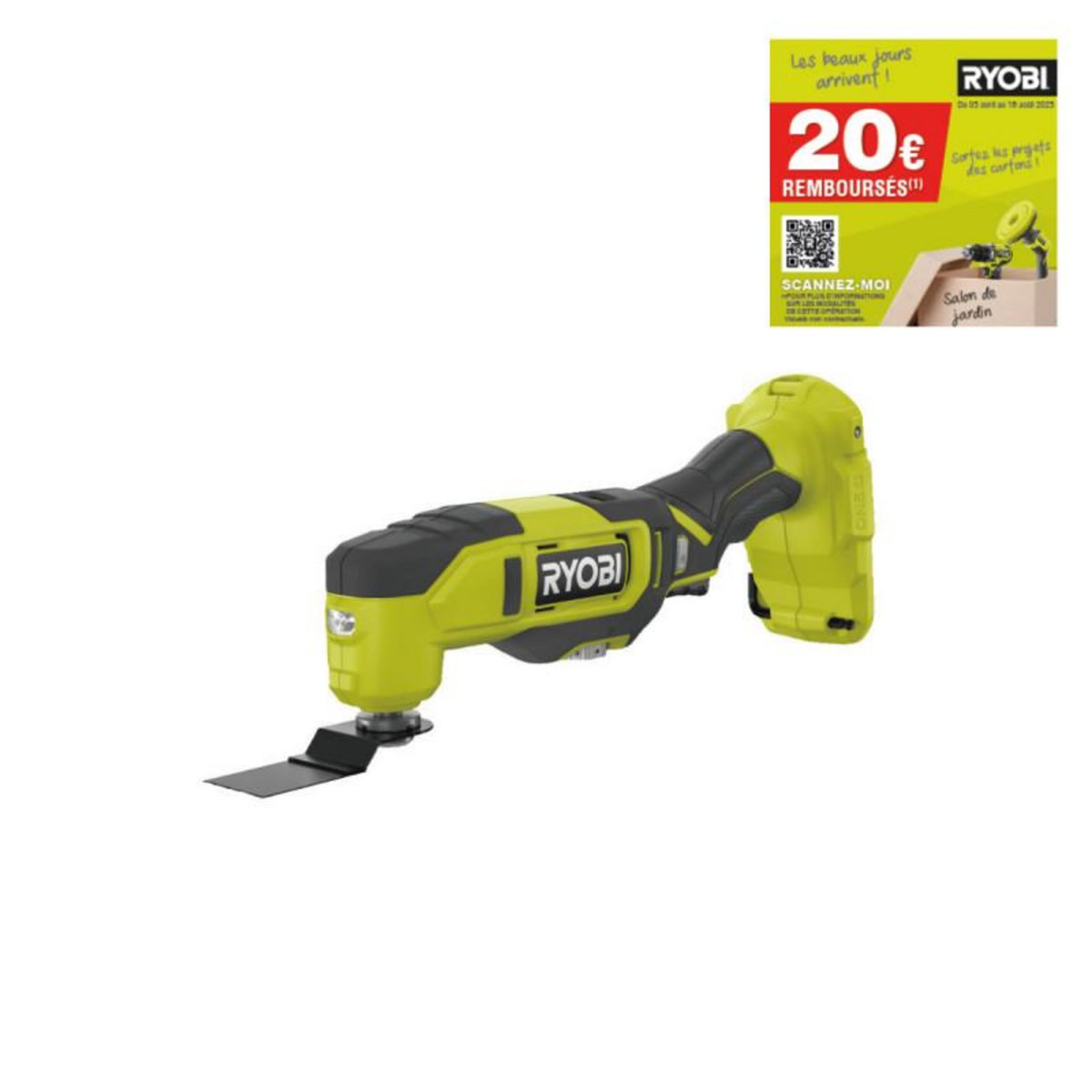 Ryobi Multitool RYOBI 18V One+ - 11 accessoires - sans batterie ni chargeur - RMT18-0