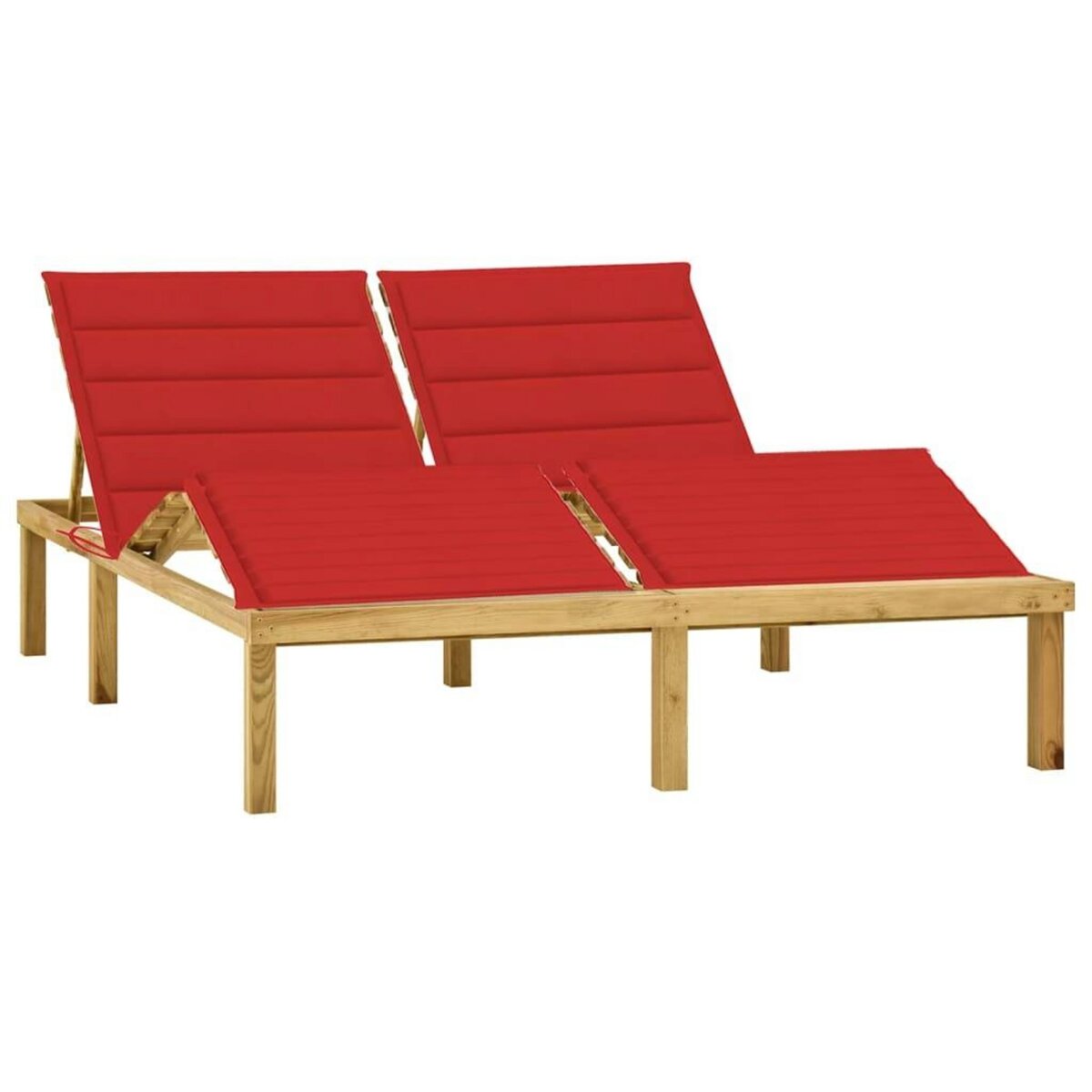 VIDAXL Chaise longue double et coussins rouge Bois de pin impregne