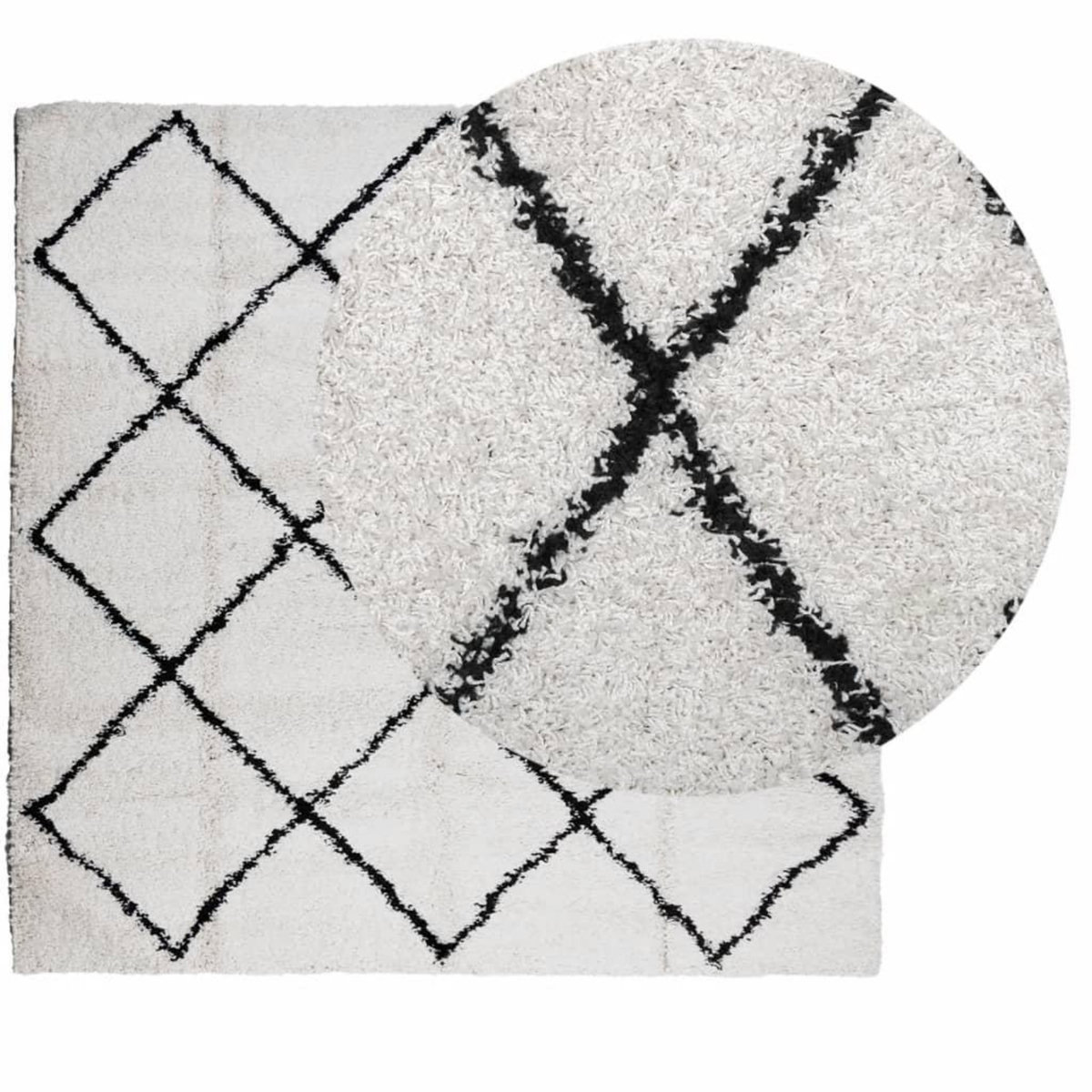 VIDAXL Tapis shaggy a poils longs moderne creme et noir 160x160 cm