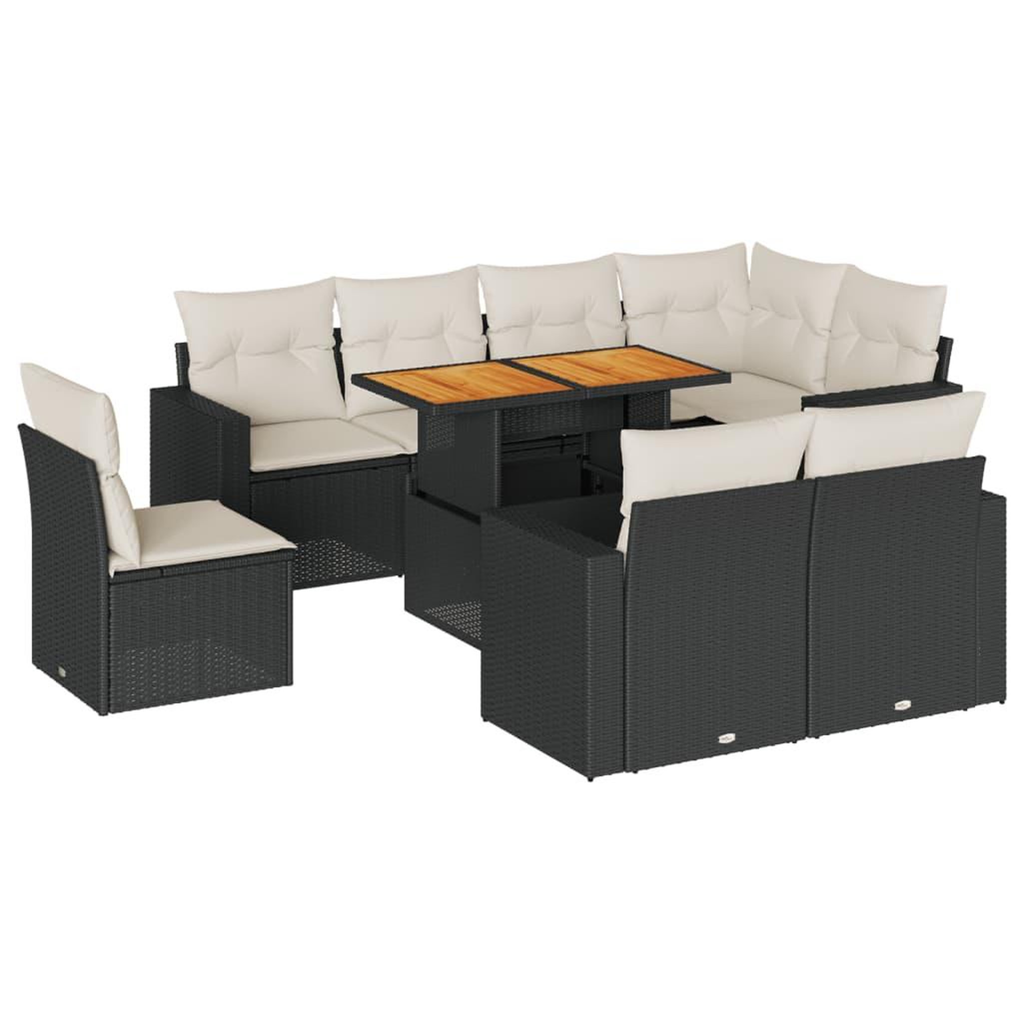 Voir la diapositive 2 : VIDAXL Salon de jardin 9 pcs avec coussins noir resine tressee