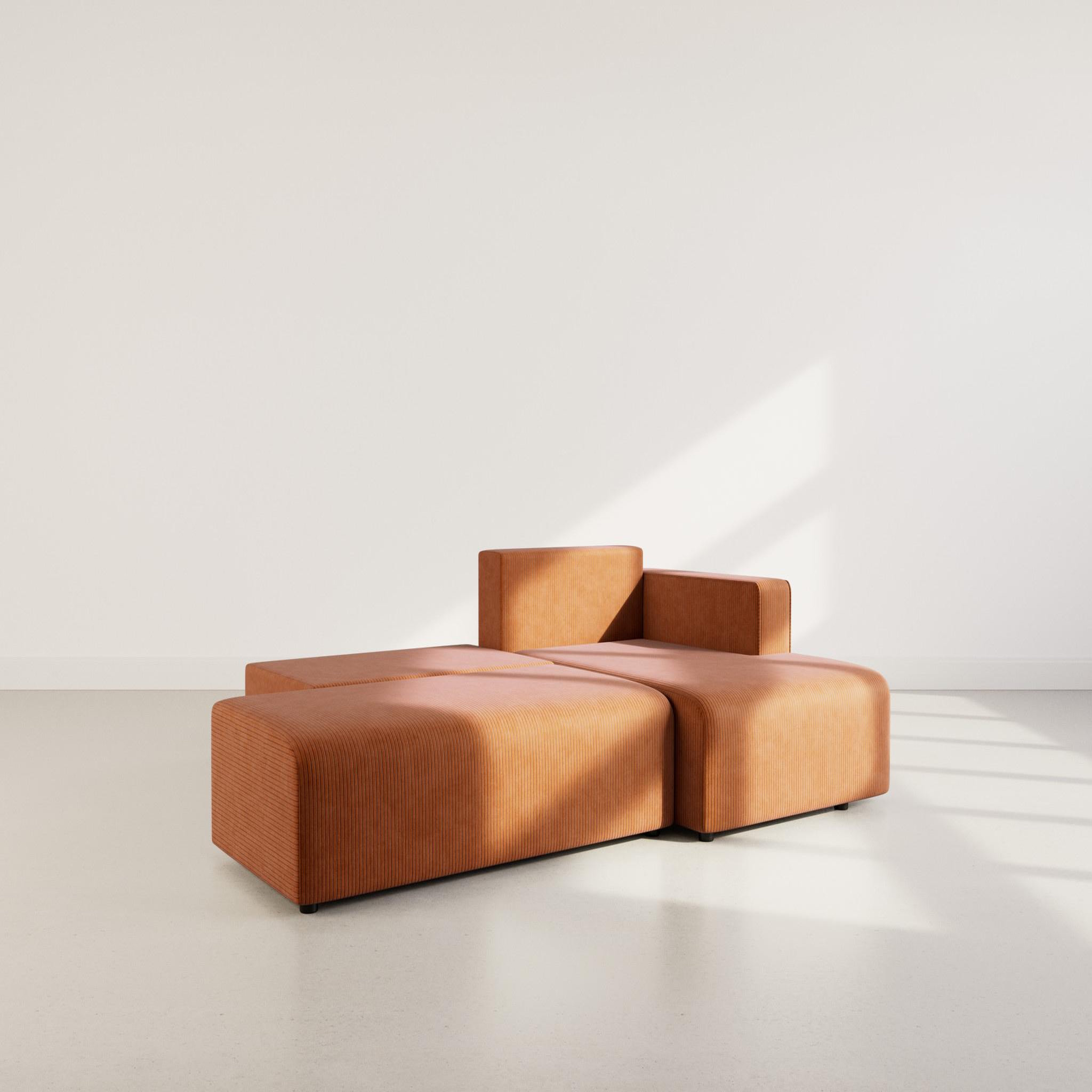 Voir la diapositive 2 : BEST MOBILIER Topaze - canapé d'angle droit 4 places convertible avec coffre en velours côtelé