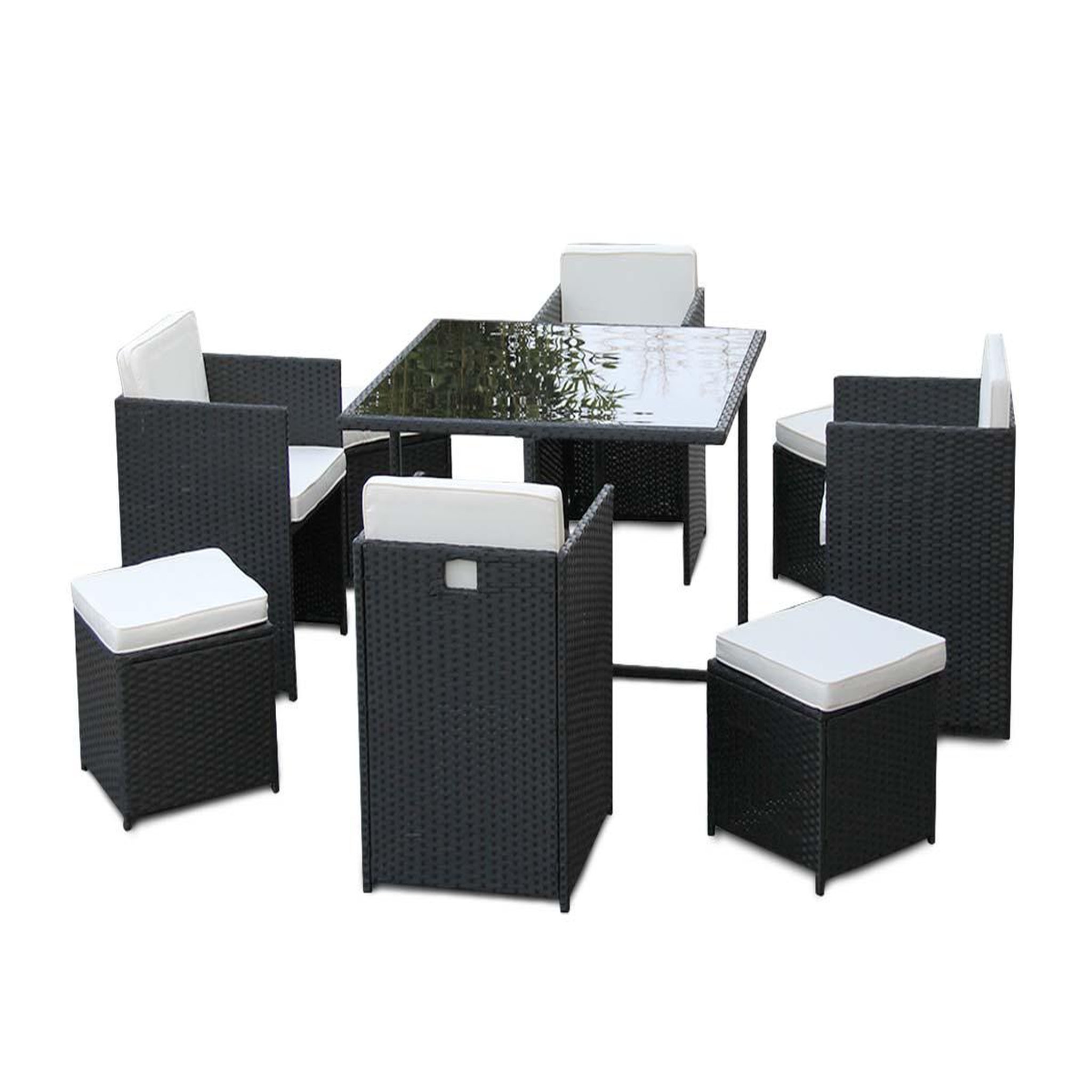 JARDIDECO Salon de jardin en résine tressée artigas ii 4-8 places noir - jardideco