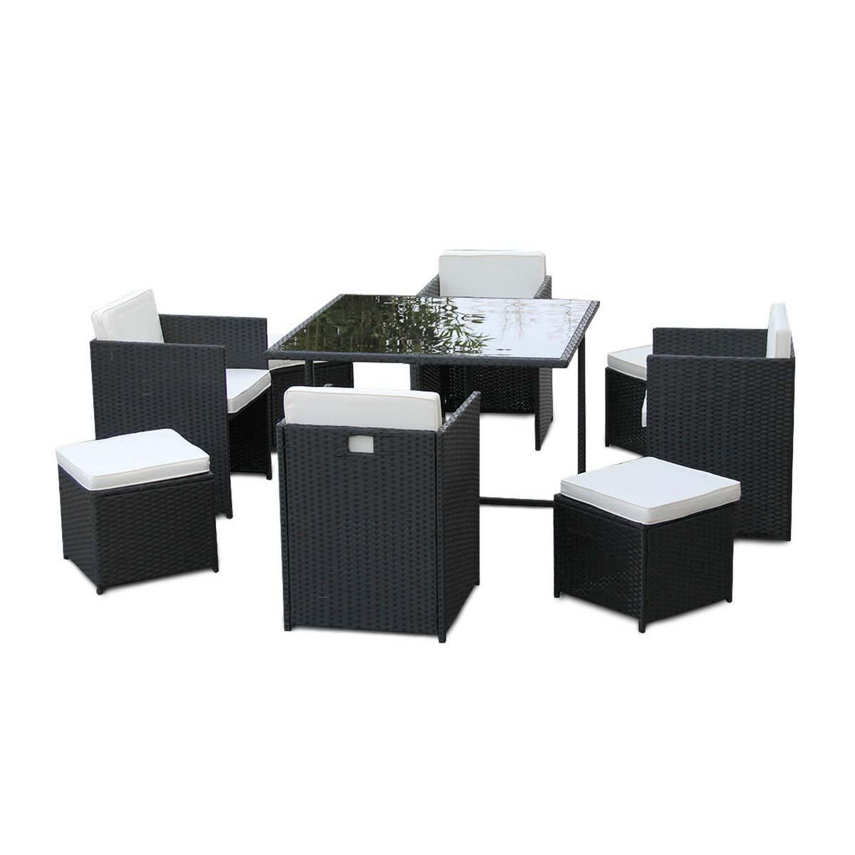 JARDIDECO Salon de jardin en résine tressée Artigas II 4-8 places Noir - Jardideco