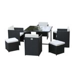 JARDIDECO Salon de jardin en résine tressée Artigas II 4-8 places Noir - Jardideco