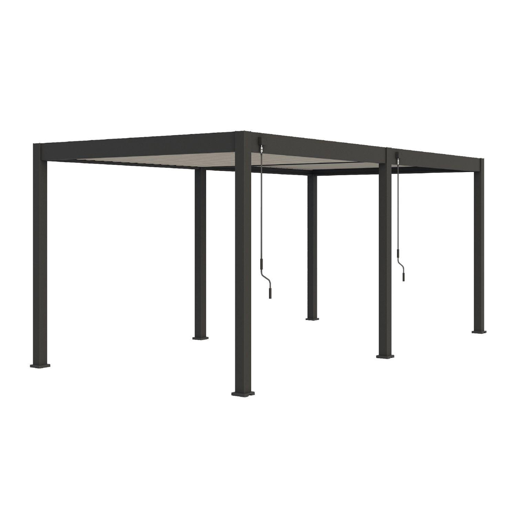 Voir la diapositive 4 : Pergola Bioclimatique autoportée 3x6 m - Aluminium Anthracite/blanc -  VS OmBREA®