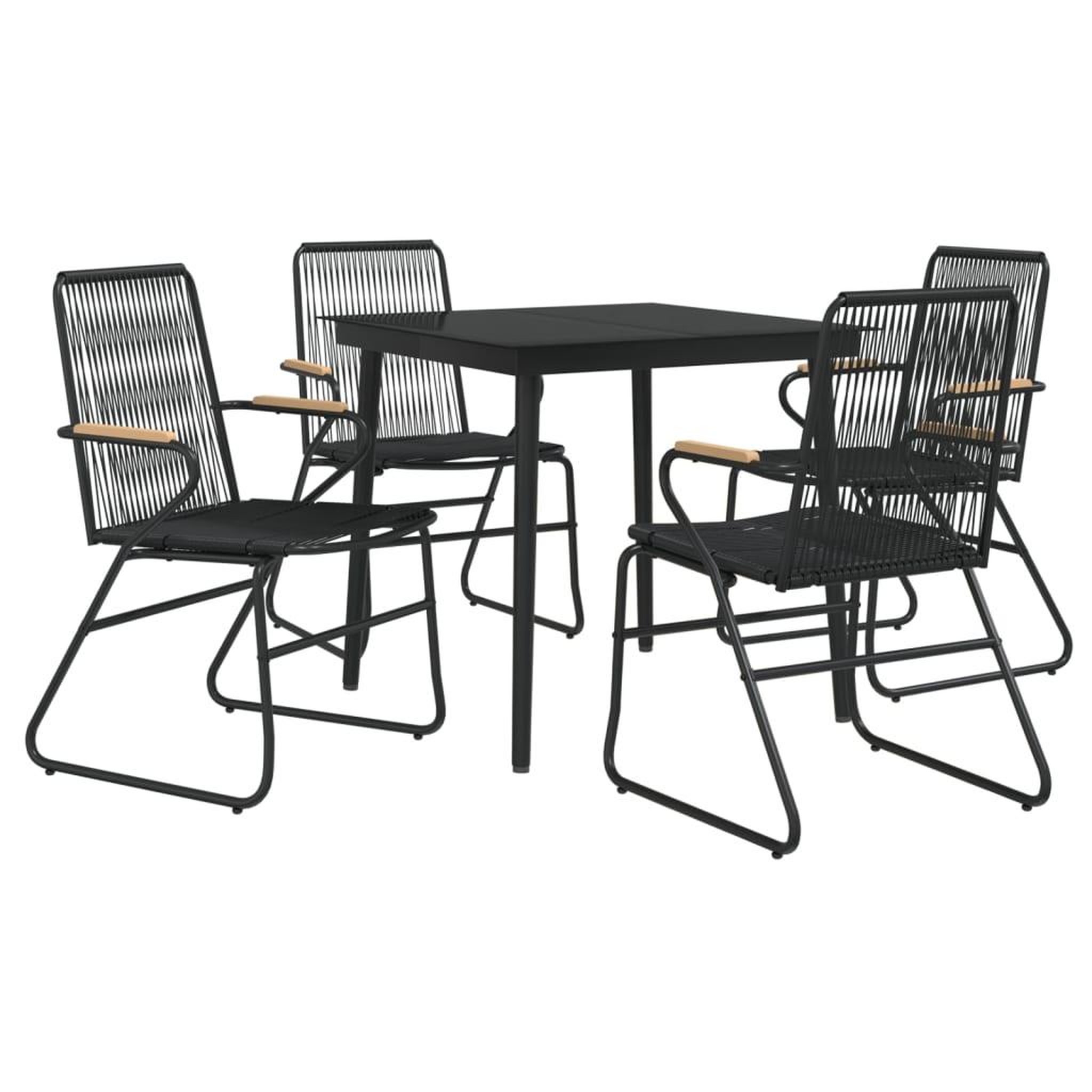 Voir la diapositive 3 : VIDAXL Ensemble a manger de jardin 5 pcs Noir Rotin PVC