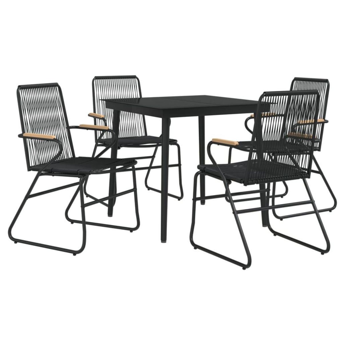 VIDAXL Ensemble a manger de jardin 5 pcs Noir Rotin PVC