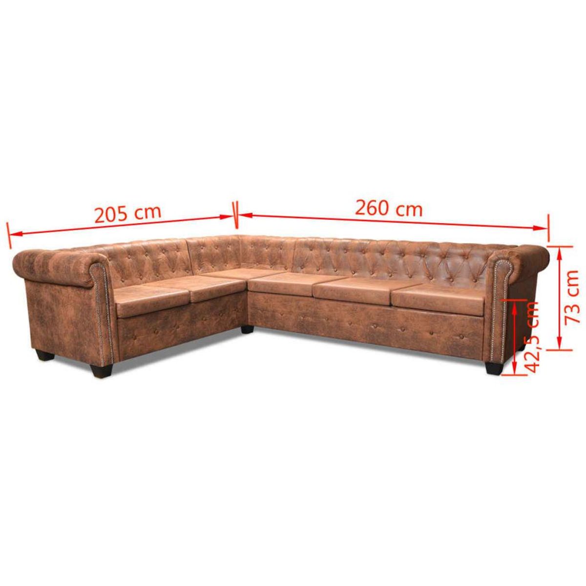 VIDAXL Canape d'angle Chesterfield 6 Places Cuir artificiel Marron