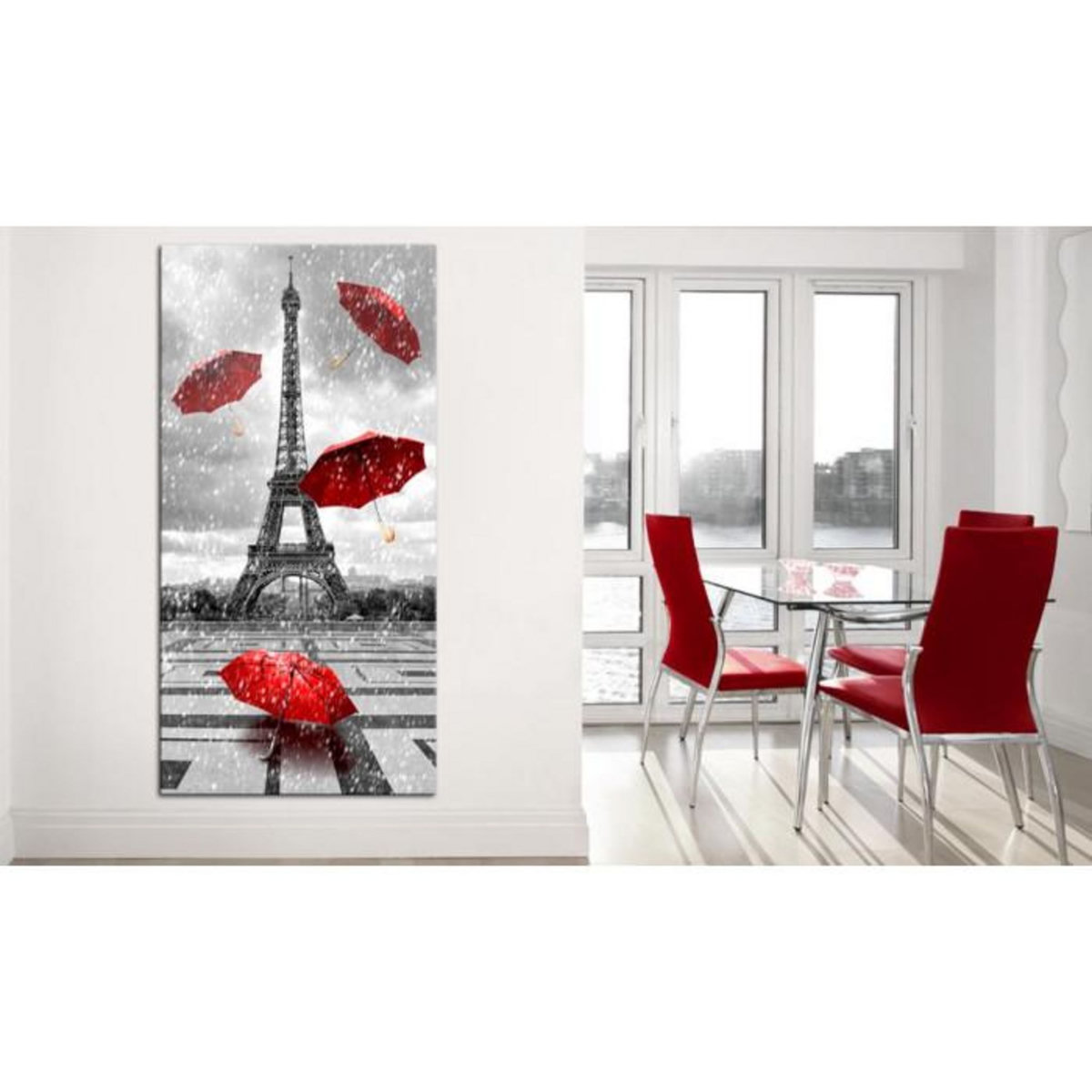 Paris Prix Tableau Imprimé  Paris : Red Umbrellas  60x120cm