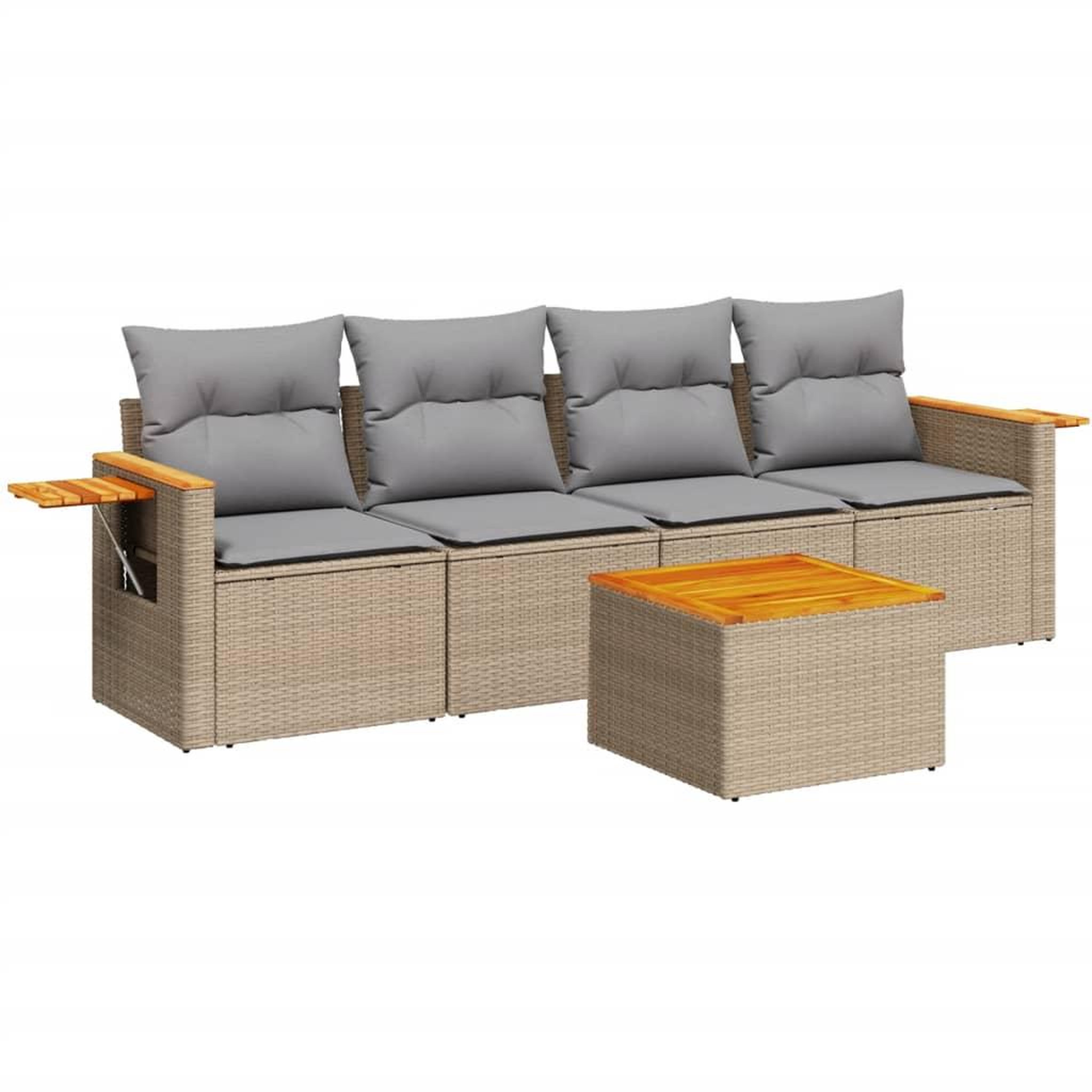 Voir la diapositive 2 : VIDAXL Salon de jardin avec coussins 5 pcs beige resine tressee