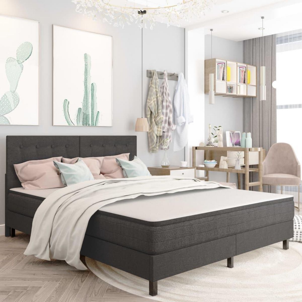 VIDAXL Sommier a lattes de lit Gris fonce Tissu 160x200 cm