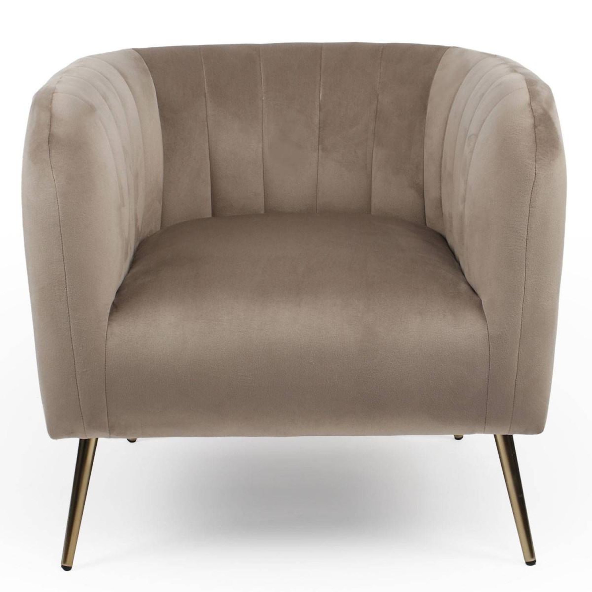 Voir la diapositive 2 : Paris Prix Fauteuil Design en Velours  Reuben  75cm Taupe