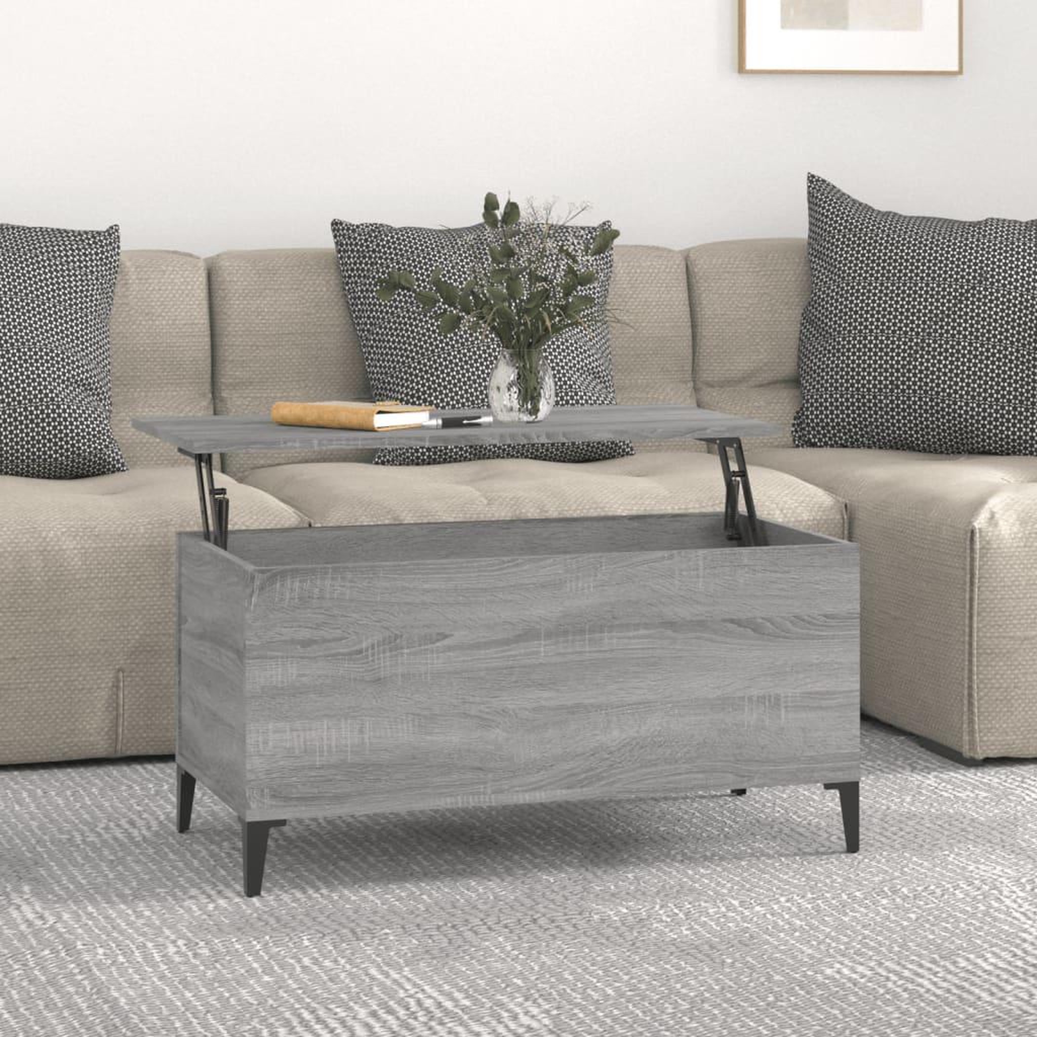 Voir la diapositive 1 : VIDAXL Table basse Sonoma gris 90x44,5x45 cm Bois d'ingenierie
