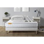 SEPTNUITS Pack matelas Memo + sommier + 2 oreillers mémoire de forme. Coloris disponibles : Blanc