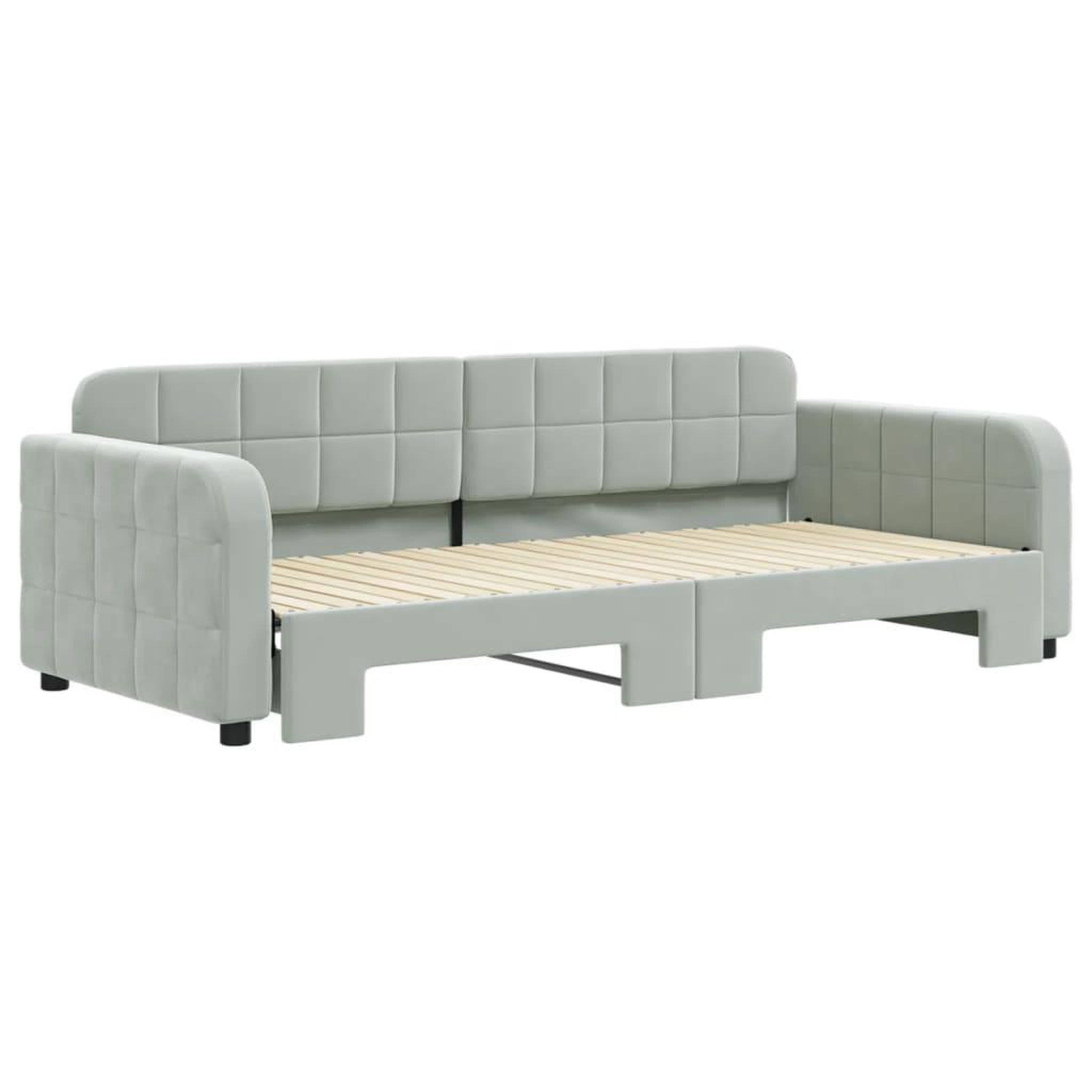 Voir la diapositive 3 : VIDAXL Lit de jour avec gigogne sans matelas gris clair 90x200 cm