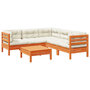 Voir la diapositive 2 : VIDAXL Salon de jardin 6 pcs avec coussins cire marron bois pin massif