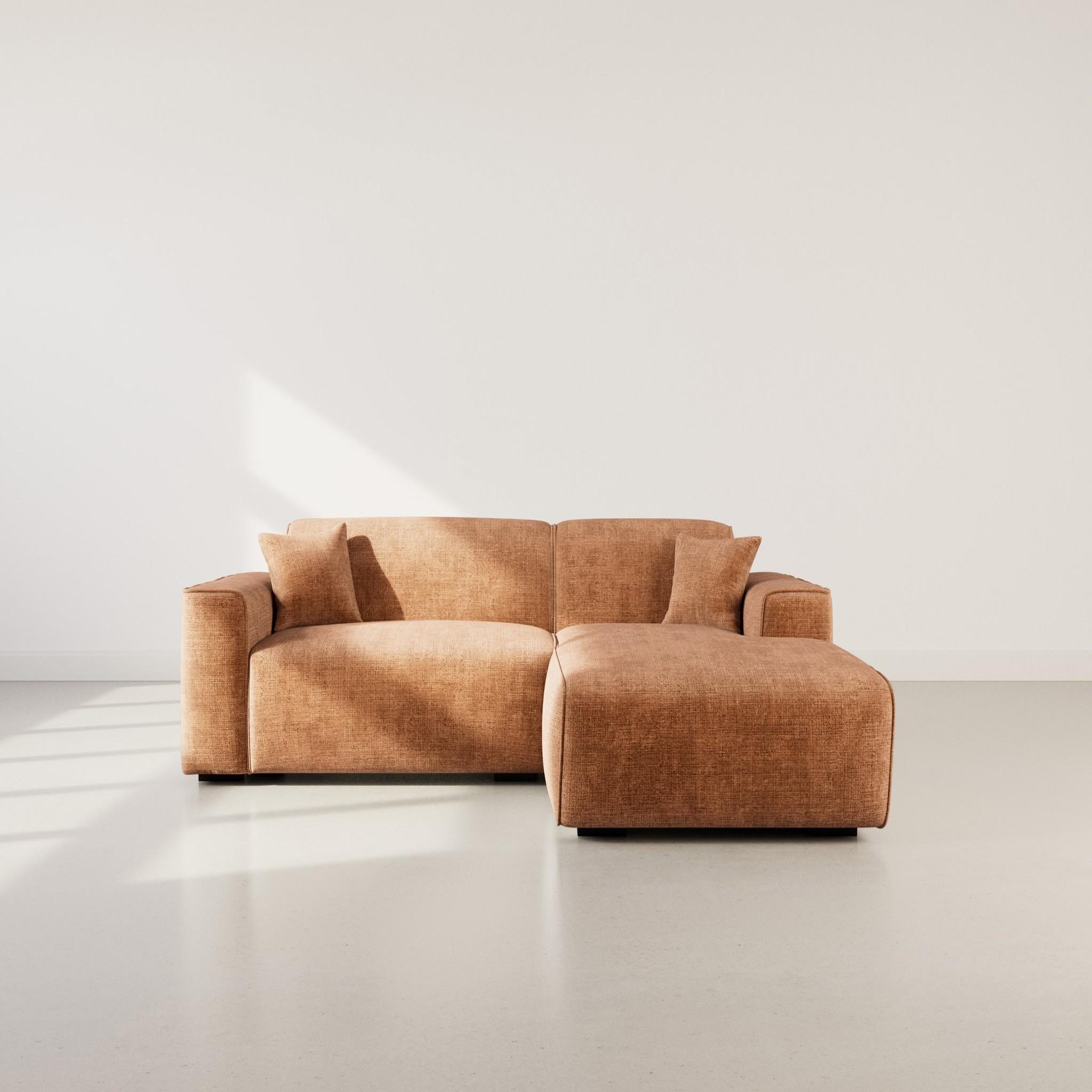 Voir la diapositive 4 : BEST MOBILIER Lison - canapé d'angle droit 4 places en velours texturé