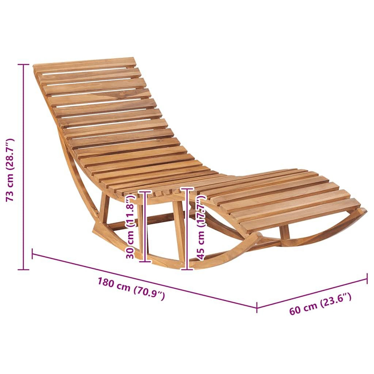 VIDAXL Chaise longue a bascule Bois de teck solide
