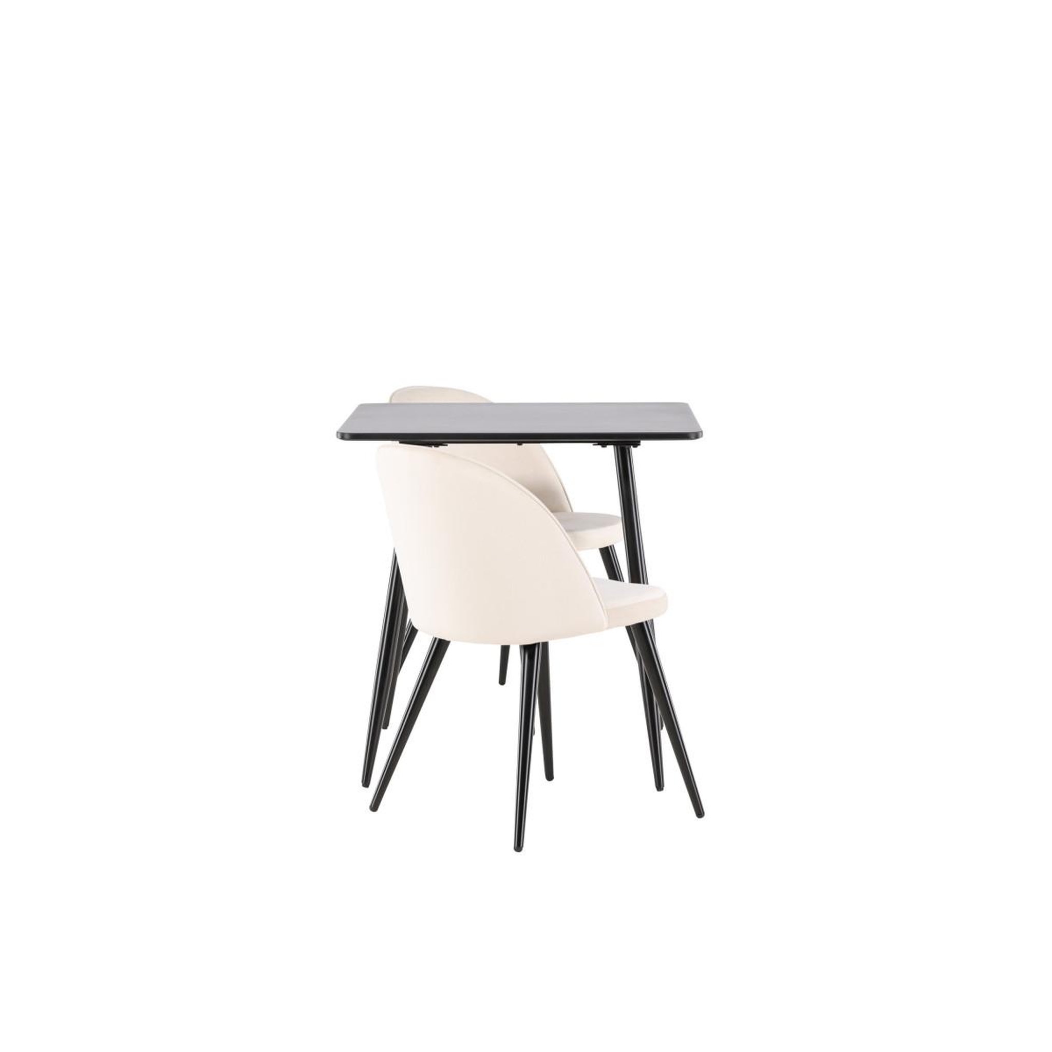 Voir la diapositive 4 : Paris Prix Ensemble table à manger & 2 chaises  polar & velvet  75cm noir & beige