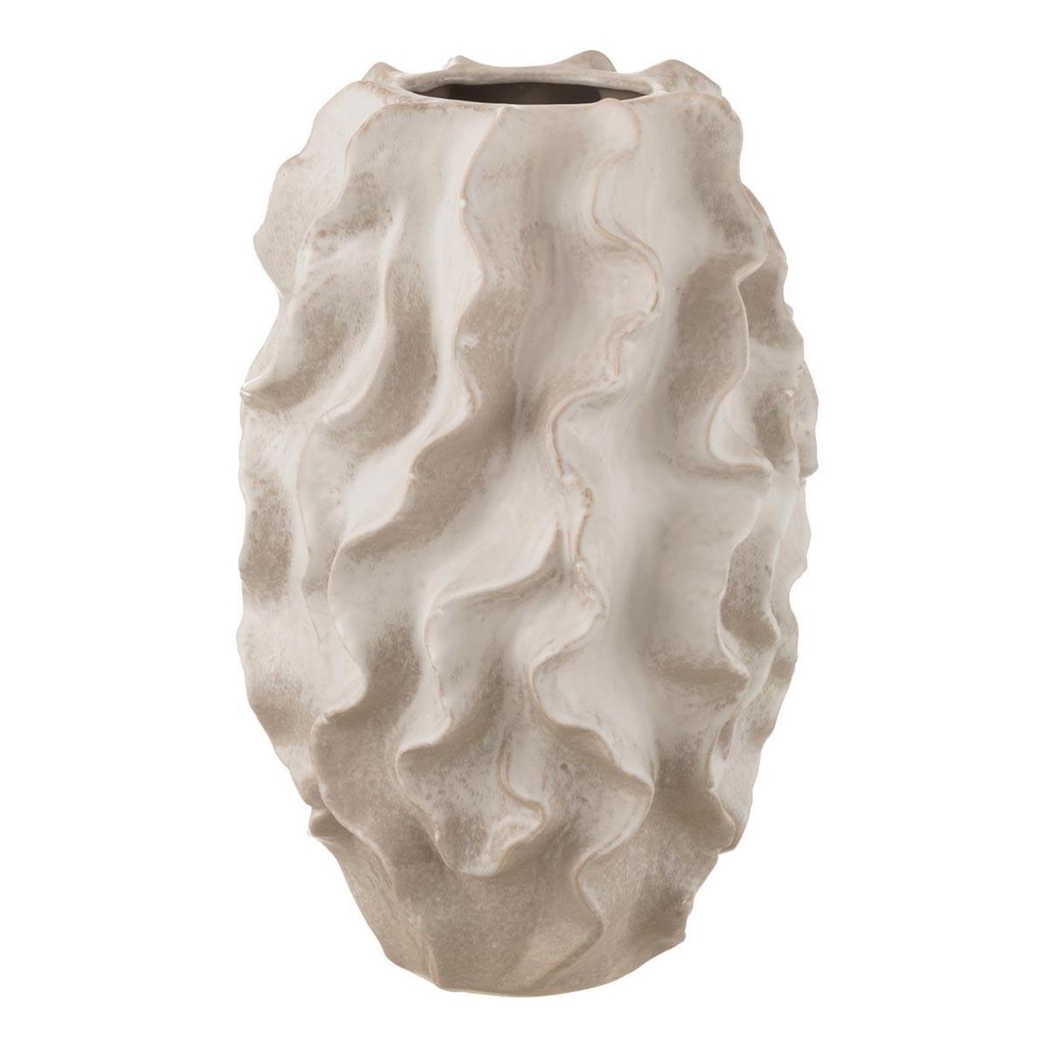 J-LINE Vase abstrait vagues  dewayne  48cm beige
