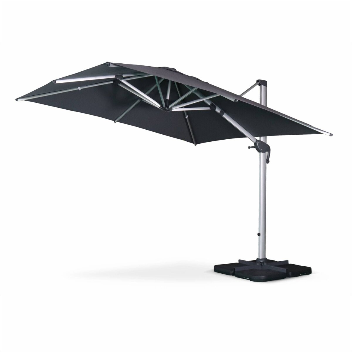  Parasol déporté haut de gamme 3x3m PYLA toile Sunbrella  ® fabriquée en France par Dickson, structure alu