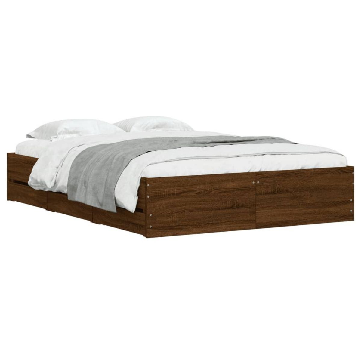 VIDAXL Cadre de lit avec tiroirs sans matelas chene marron 120x190 cm