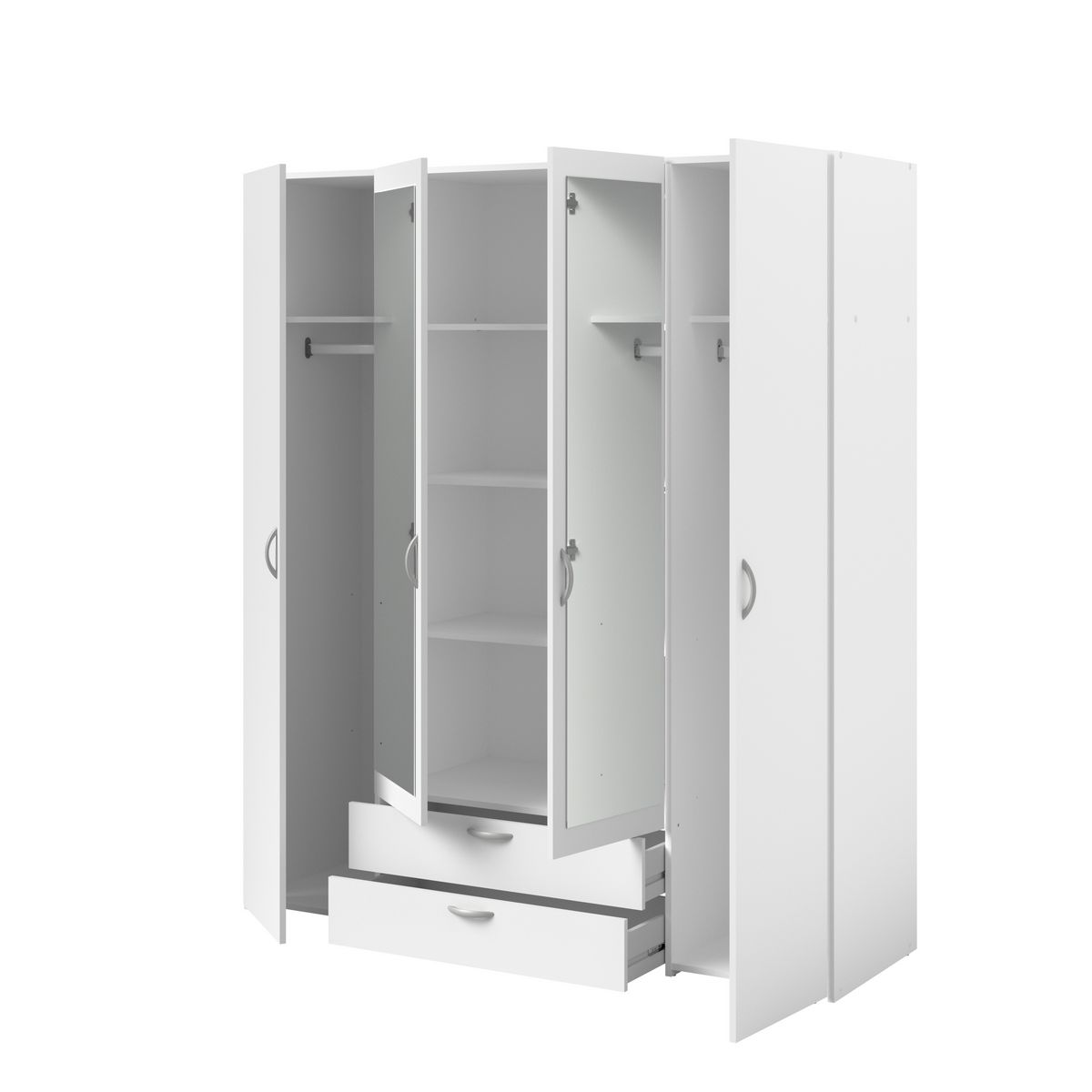 Armoire 4 portes 2 tiroirs 1 miroir L160cm DAISY