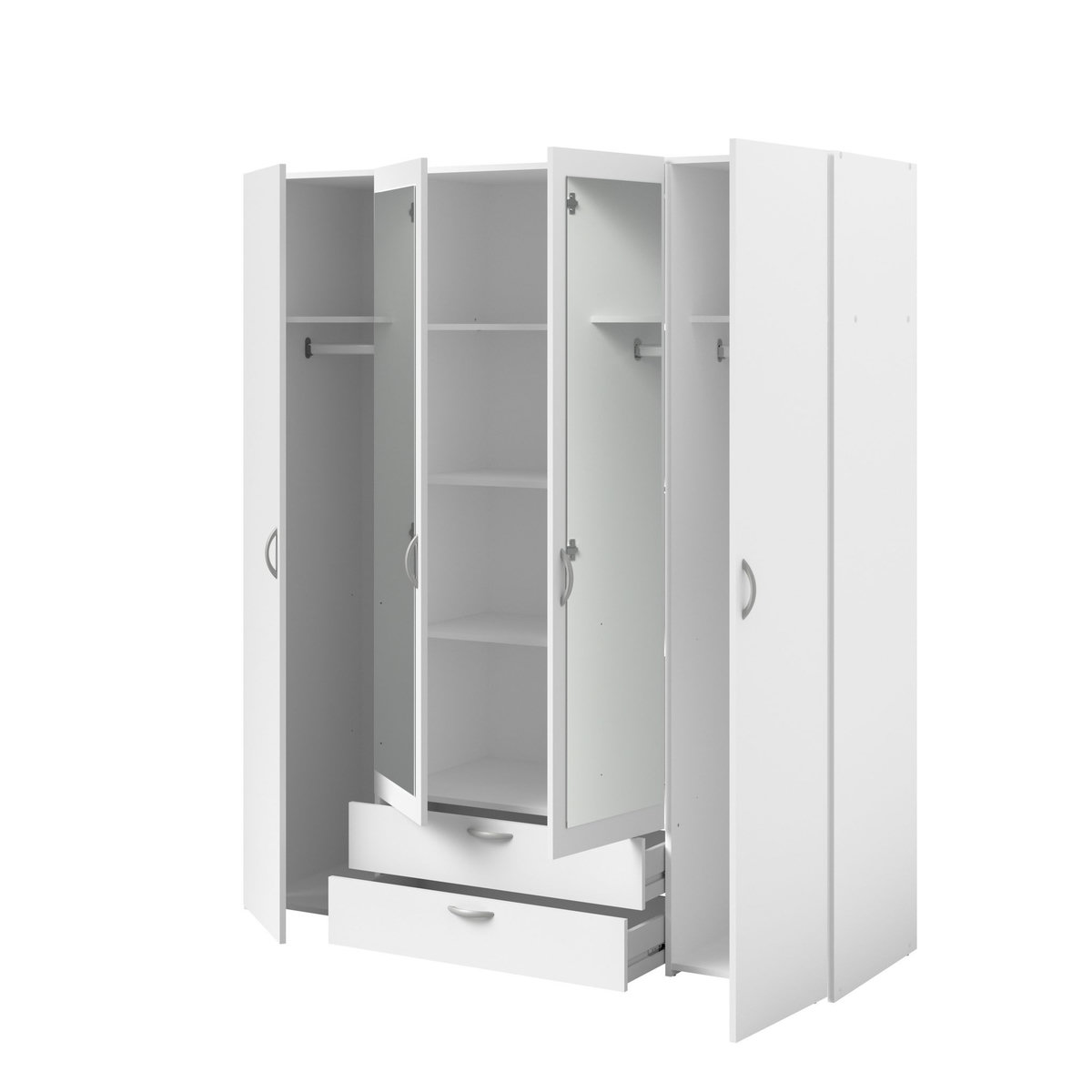 Armoire 4 portes 2 tiroirs 1 miroir L160cm DAISY