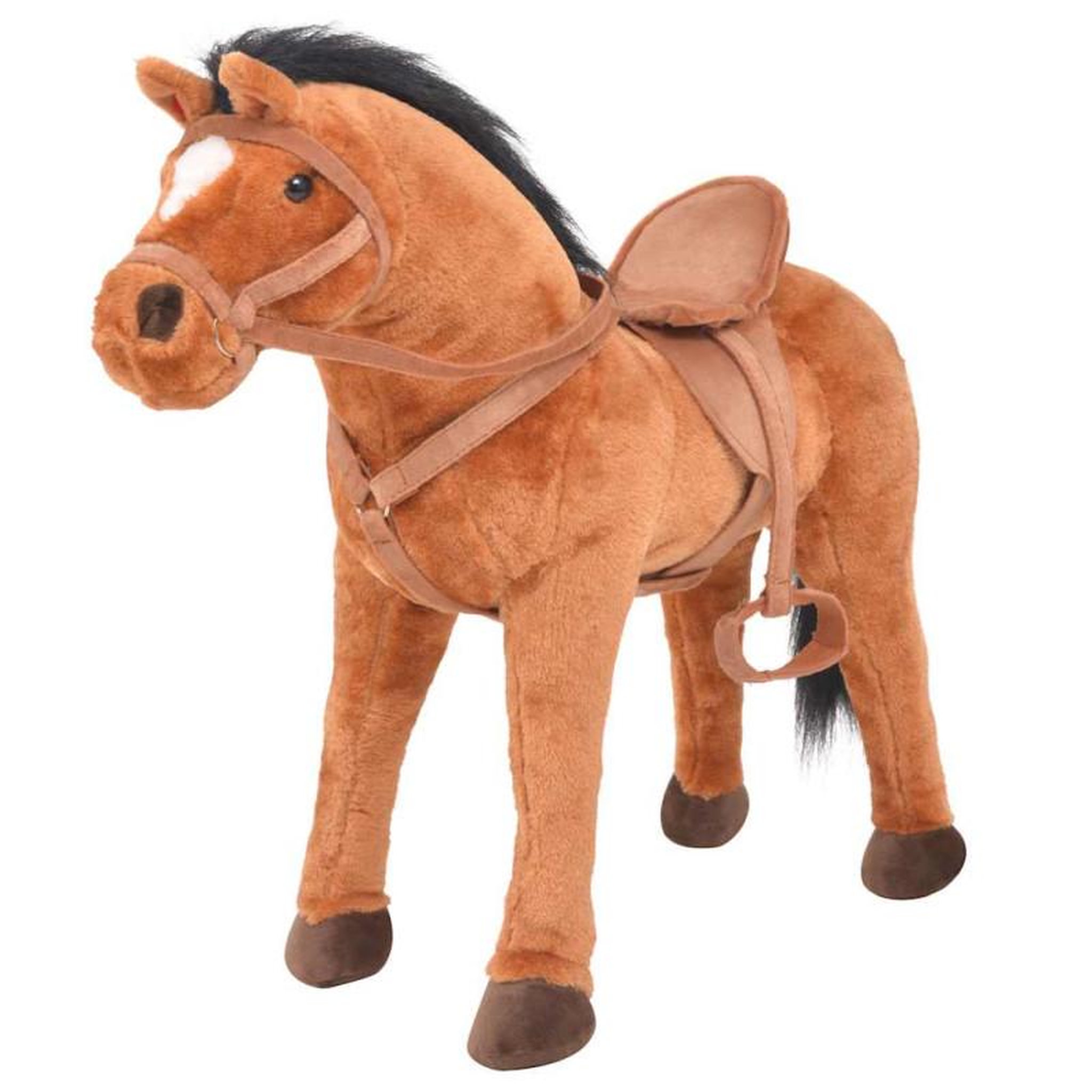 Voir la diapositive 1 : VIDAXL Jouet en peluche Cheval Marron
