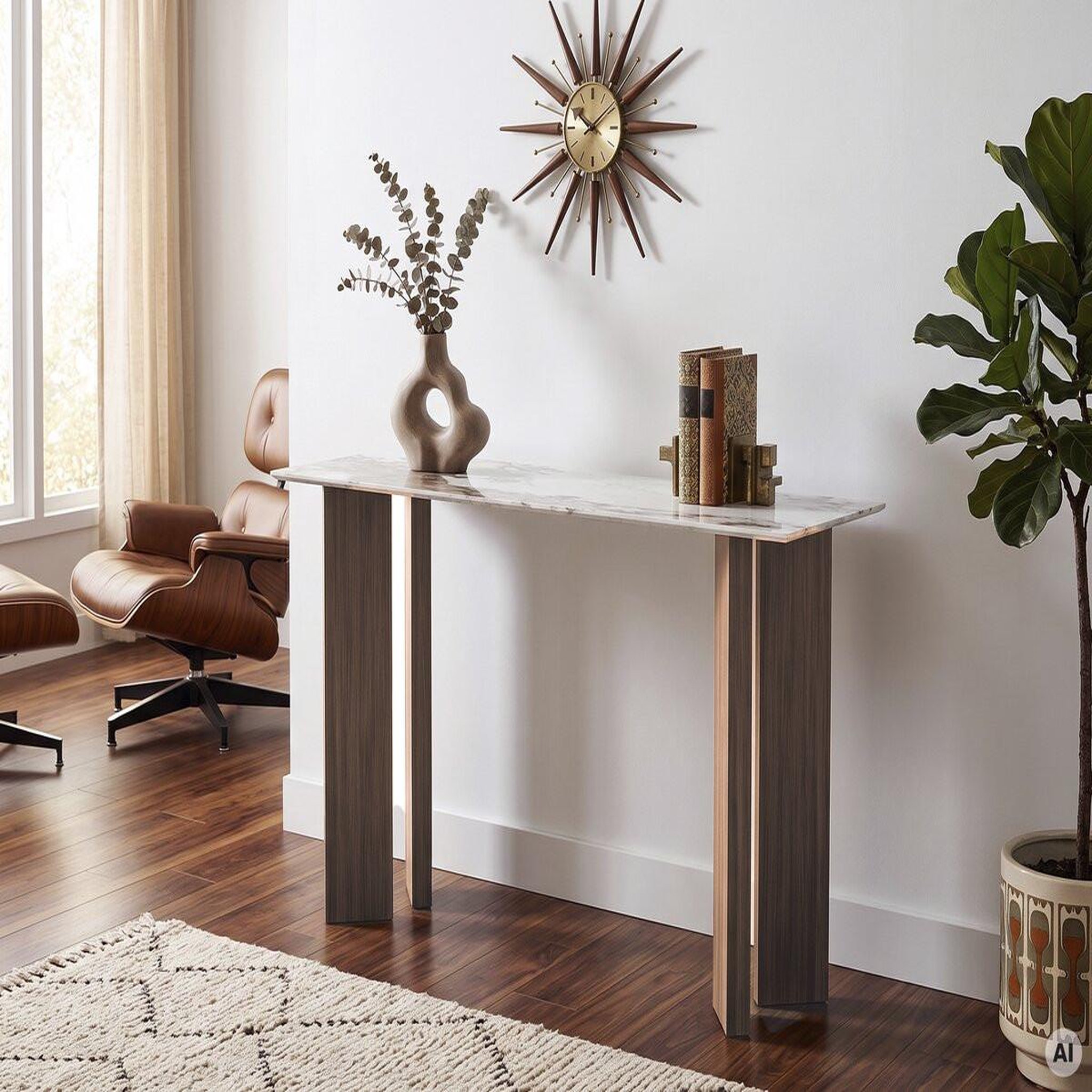Voir la diapositive 2 : Habitat et Jardin Console avec plateau en céramique style pandora  Elma  - 140 cm - Marron